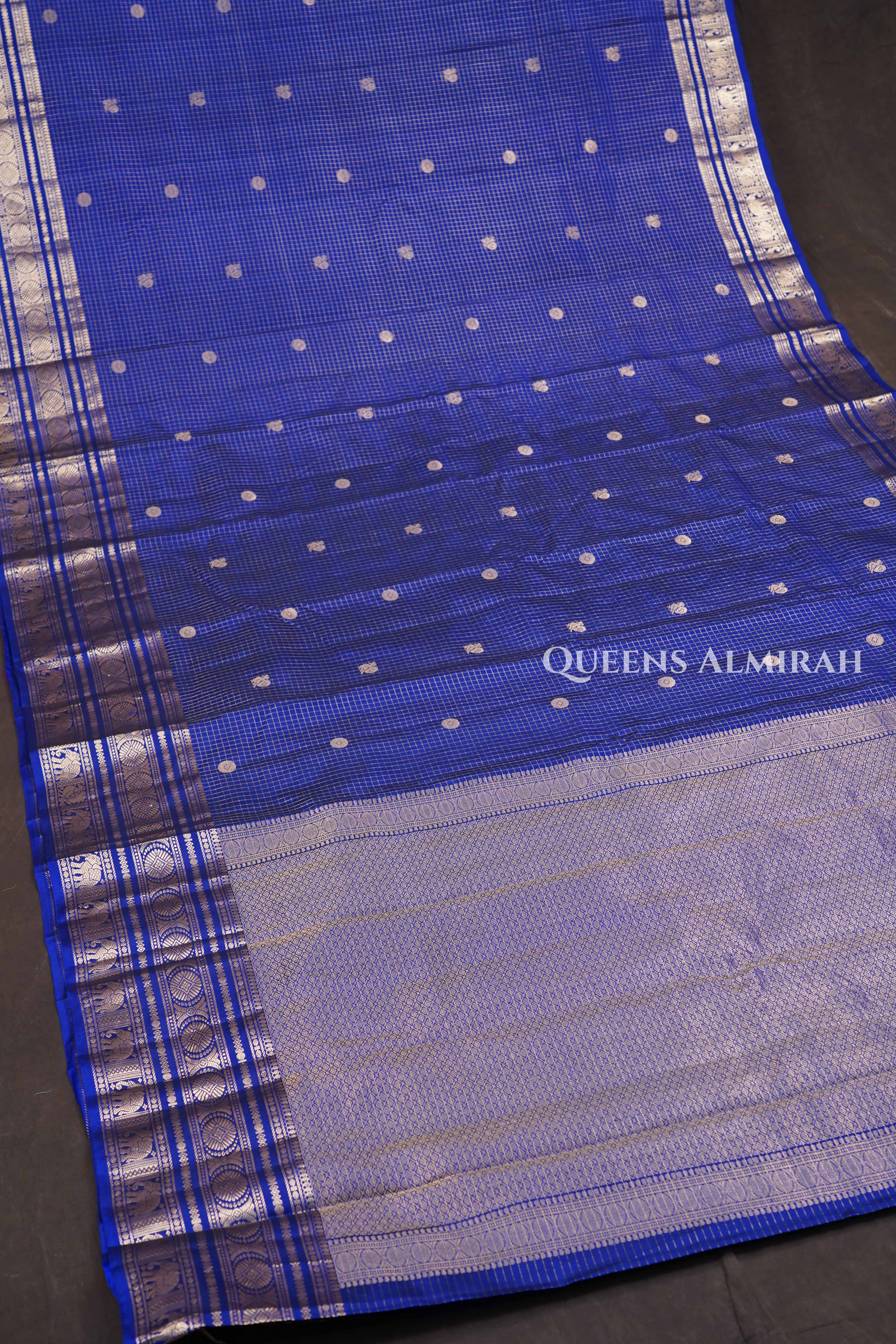 Royal Blue Vintage Pure Kanchivaram Silk Saree