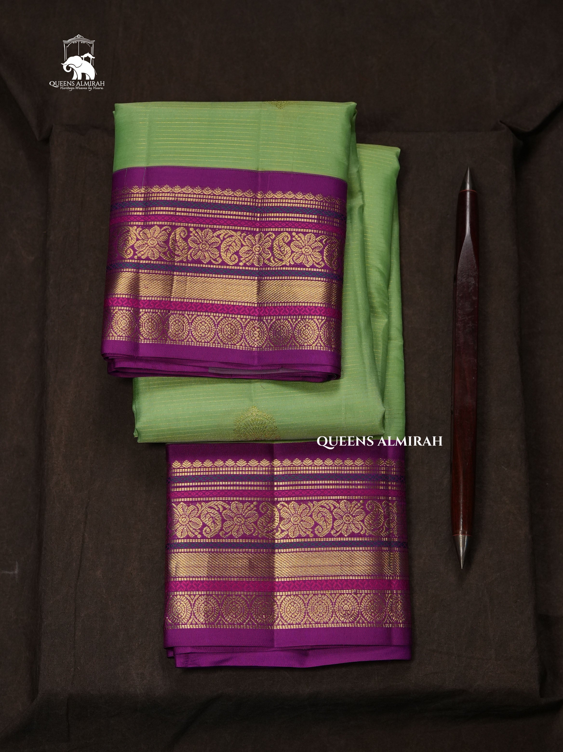 Mint Green With Purple Pure Kanchivaram Silk Saree