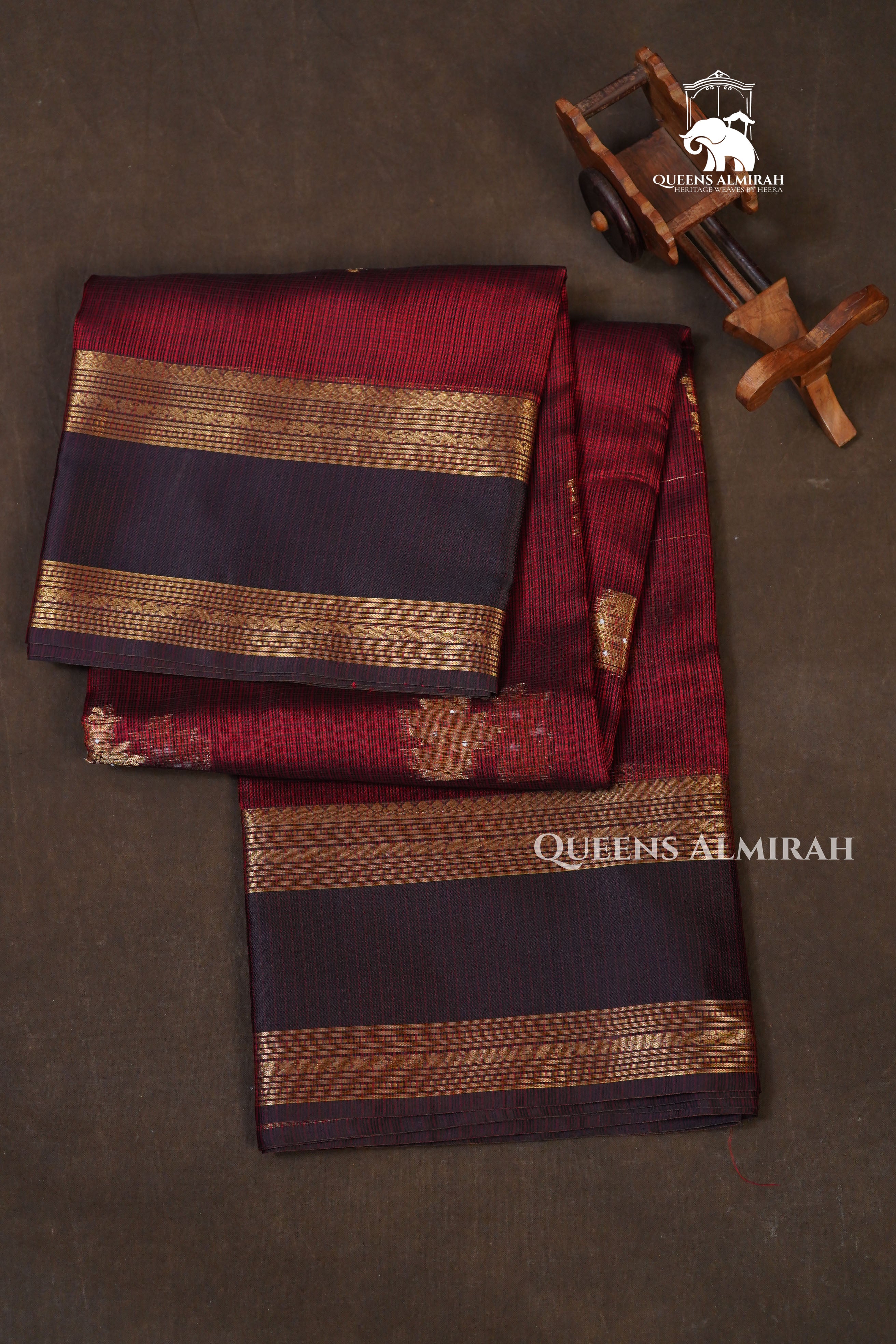 Maroon With Gap Border Pure Kota Silk Saree
