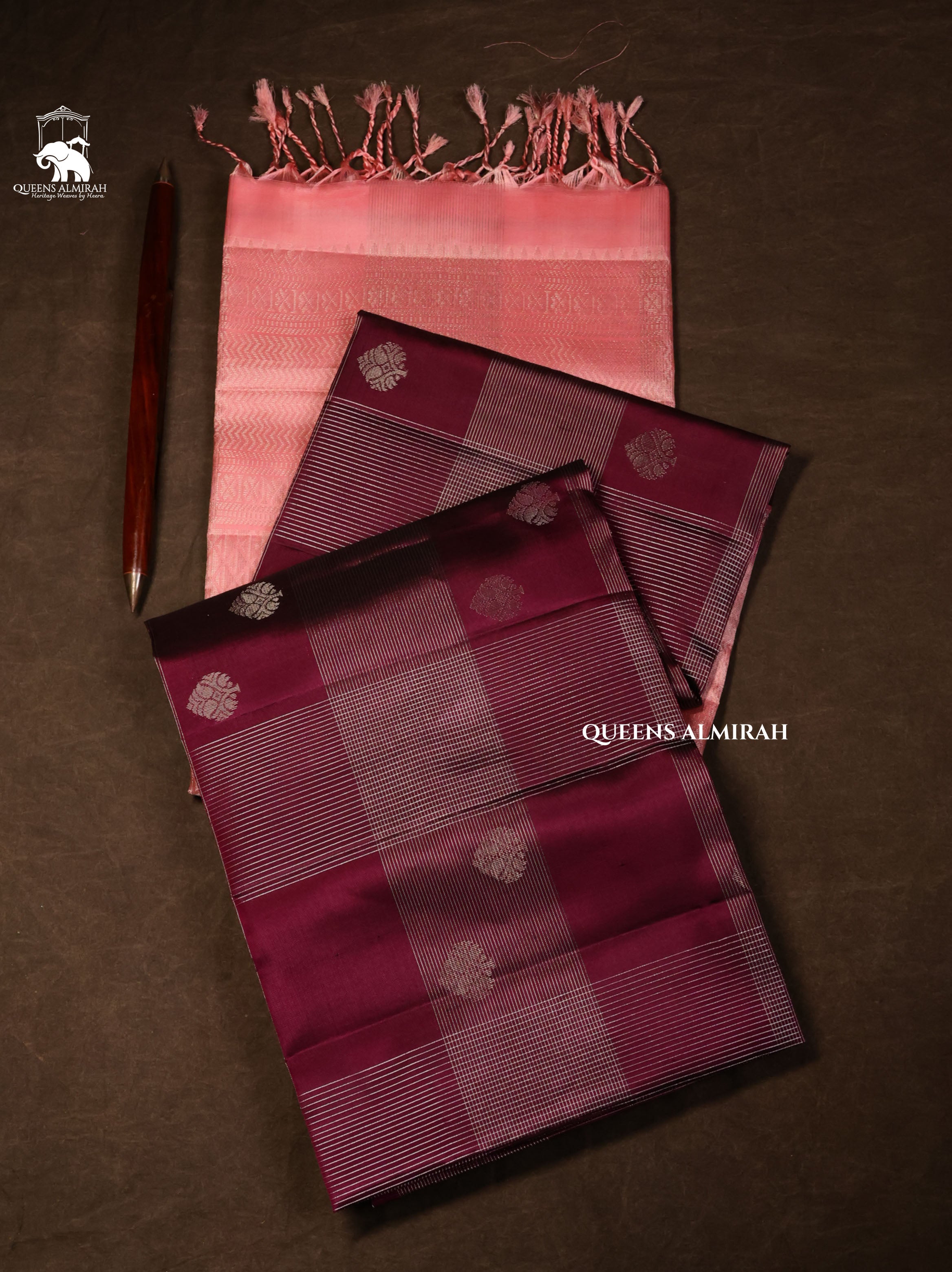 Maroon Vairaoosi Kattam Pure Soft Silk Saree