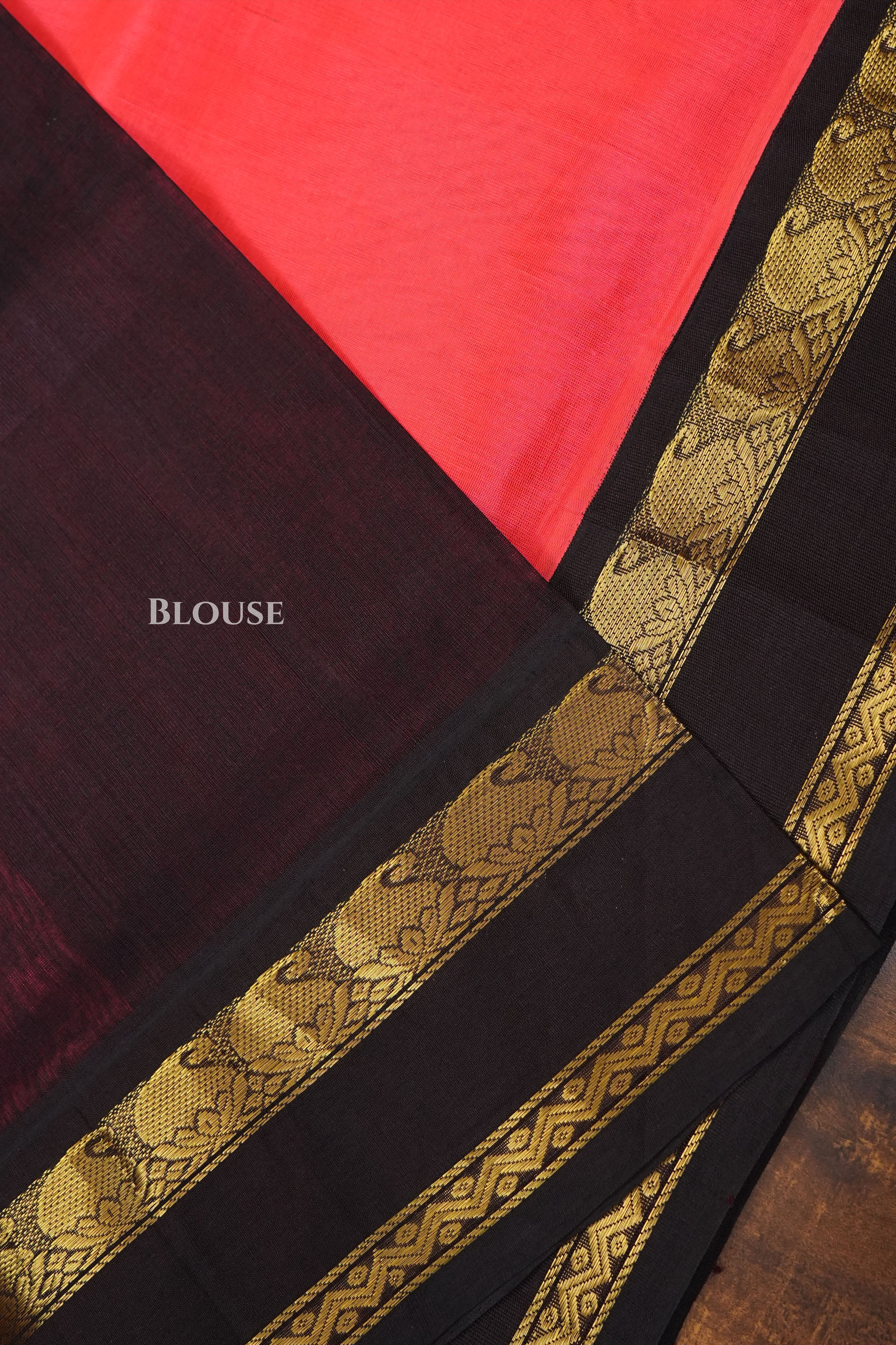 Fluorescent Pink With Black Pure Kanchi Silk Cotton Saree