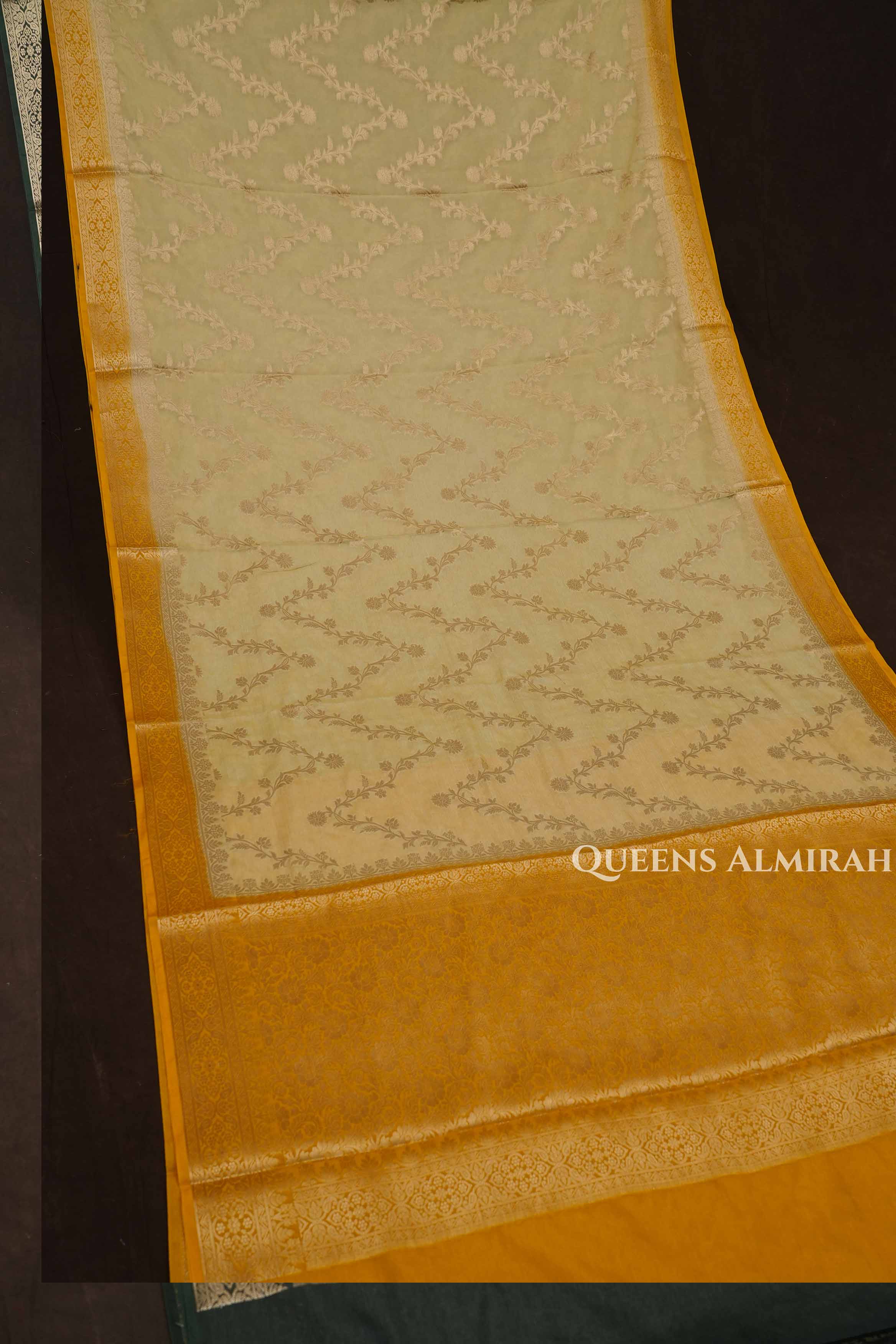 Yellow Semi Banarasi Silk Saree