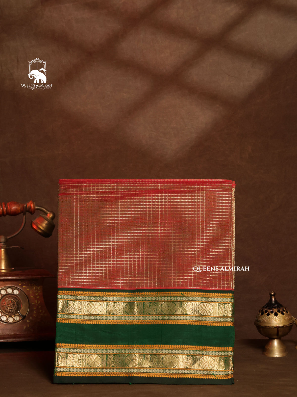 Brown With Green Chettinad Silk Cotton Saree