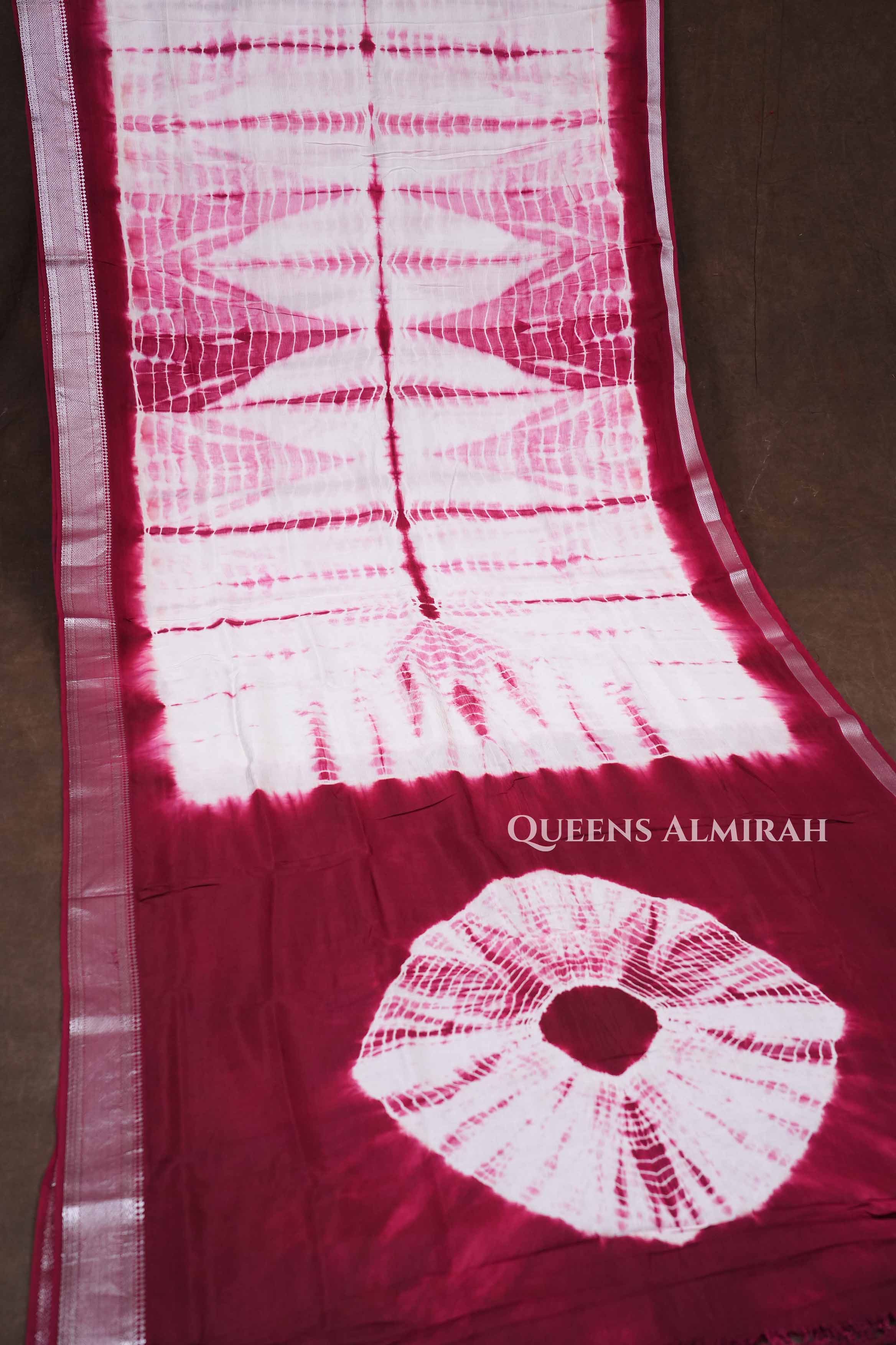 Purple With White Shibori Mangalgiri Saree