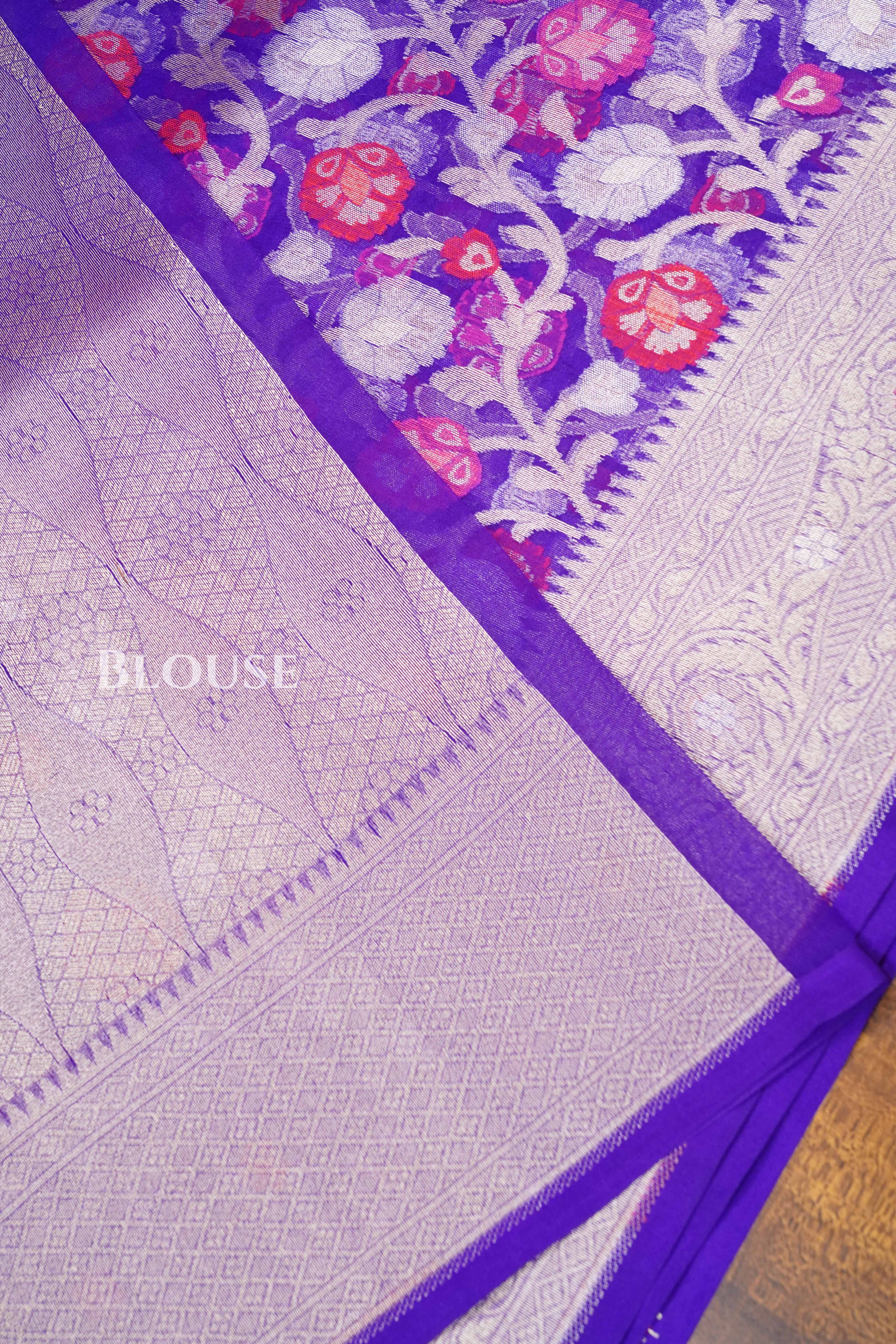 Purple Banarasi Organza Silk Saree
