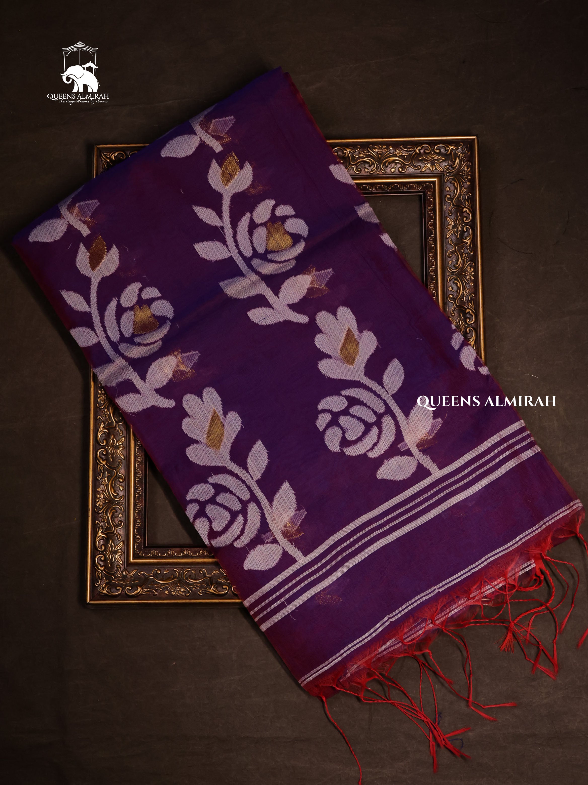 Purple Muslin Jamdani Saree