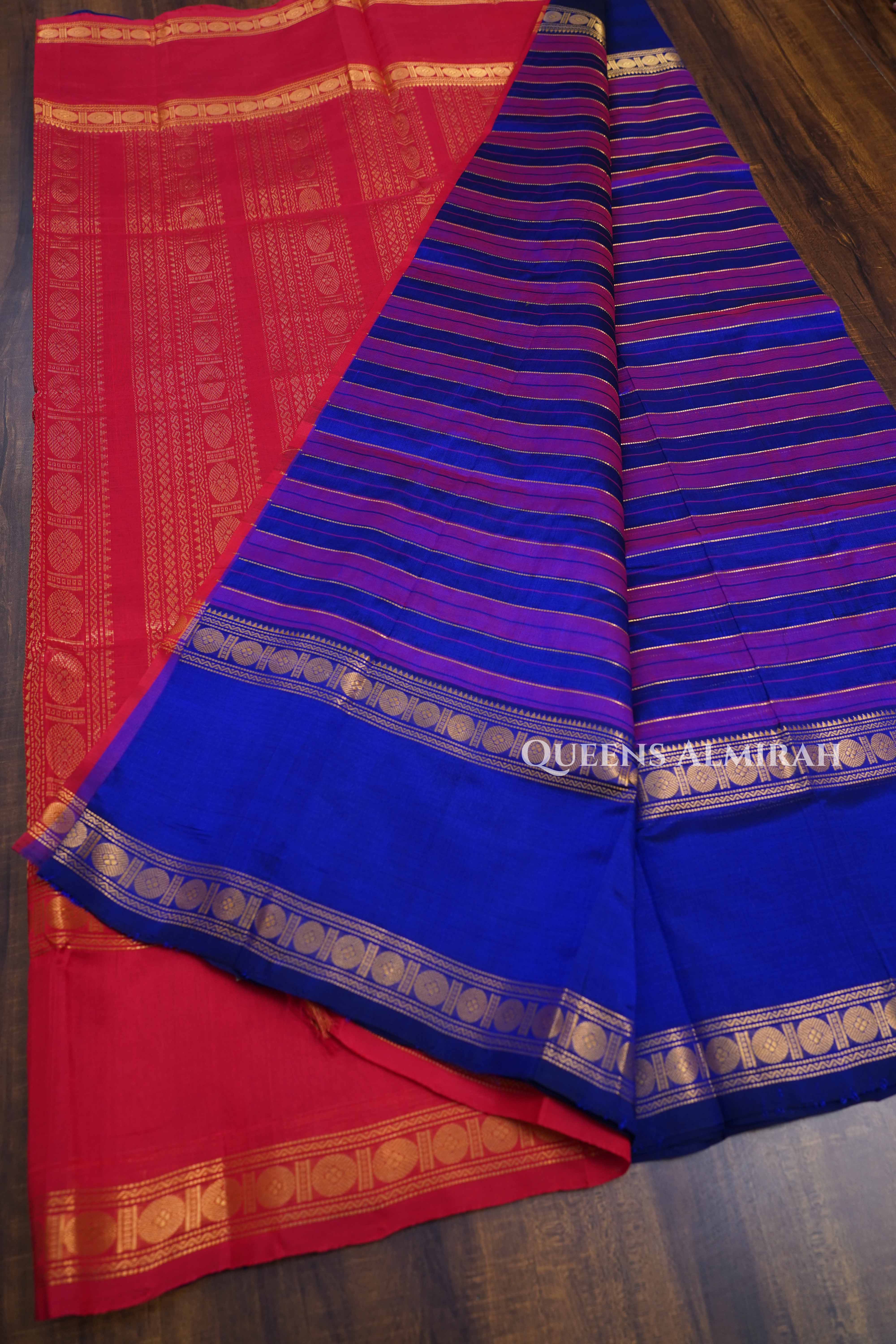 Royal Blue With Purple Pure Kanchi Silk Cotton Saree