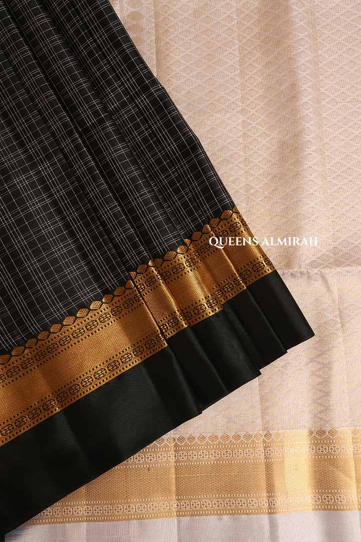Bottle Green With Grey Pure Soft Silk Saree
