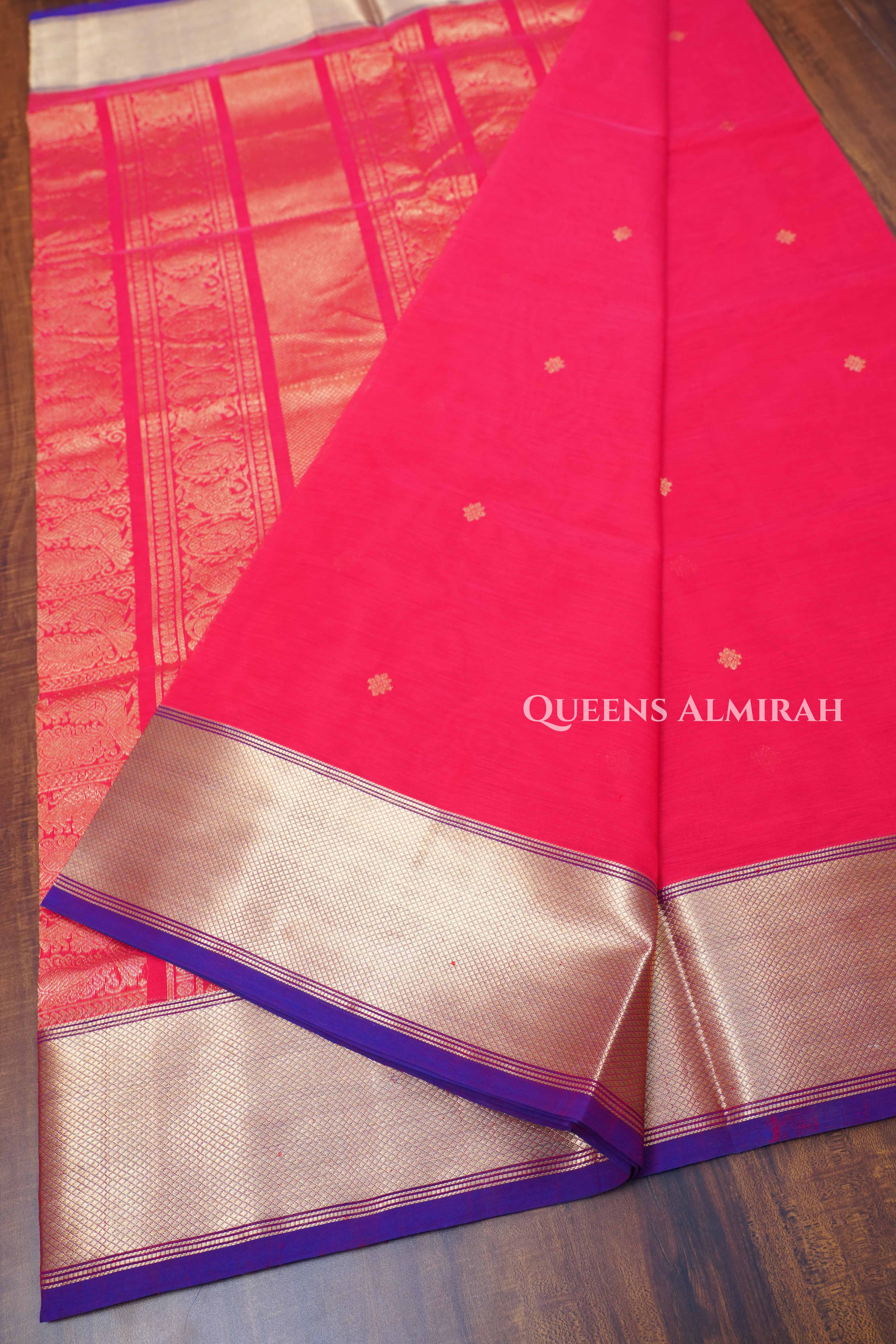 Pinkish Red Karaikudi Chettinad Silk