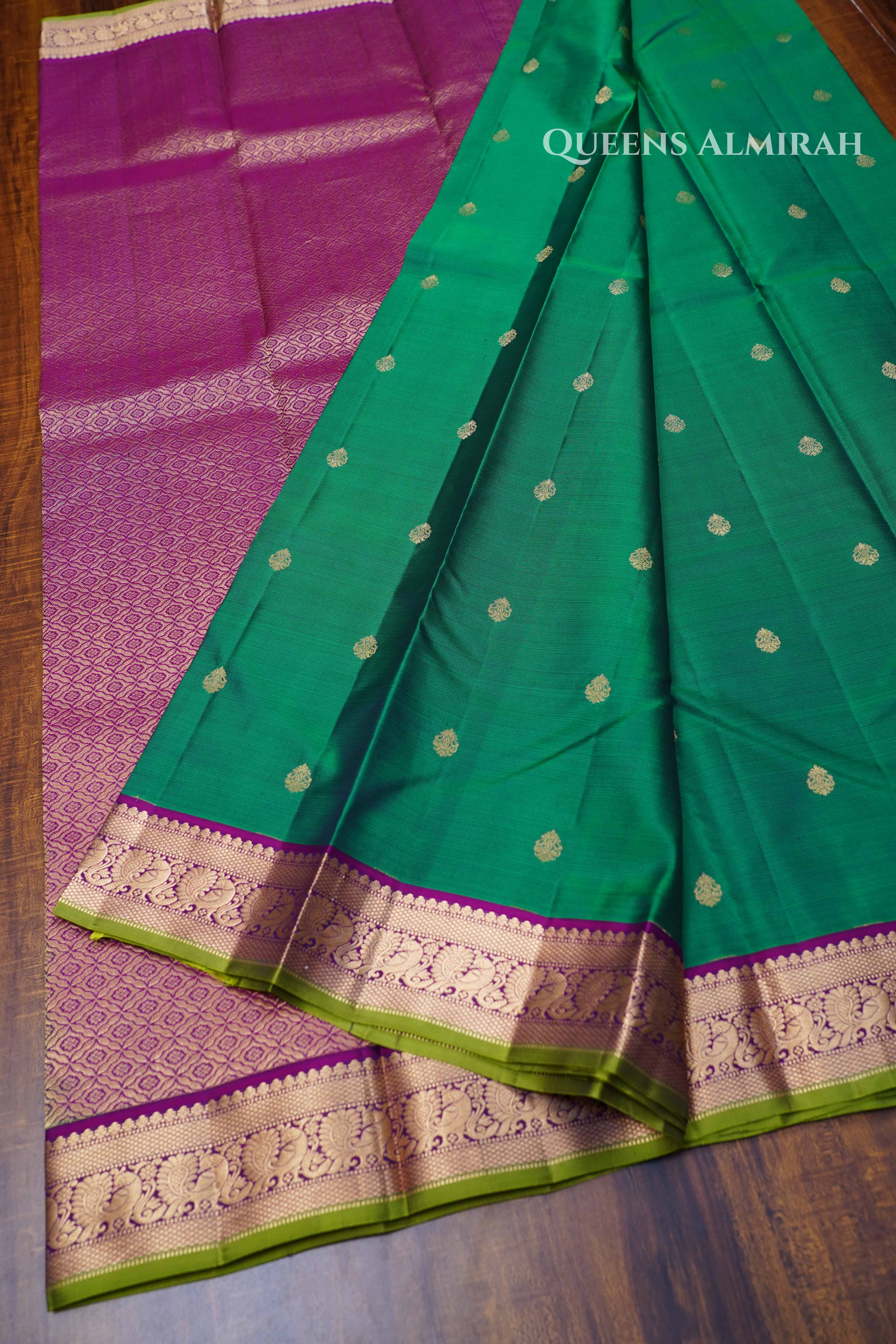 Bottle Green Pure Kanchivaram Silk Saree