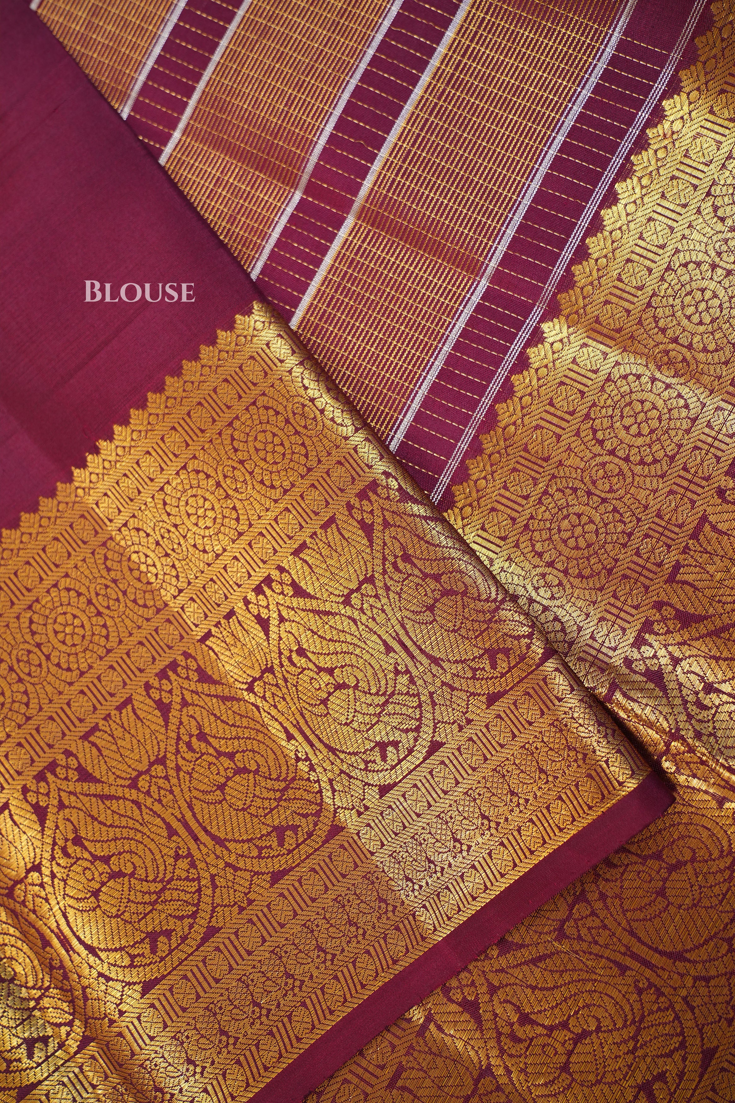 Maroon Payadi Long Border Pure Kanchivaram Silk Saree