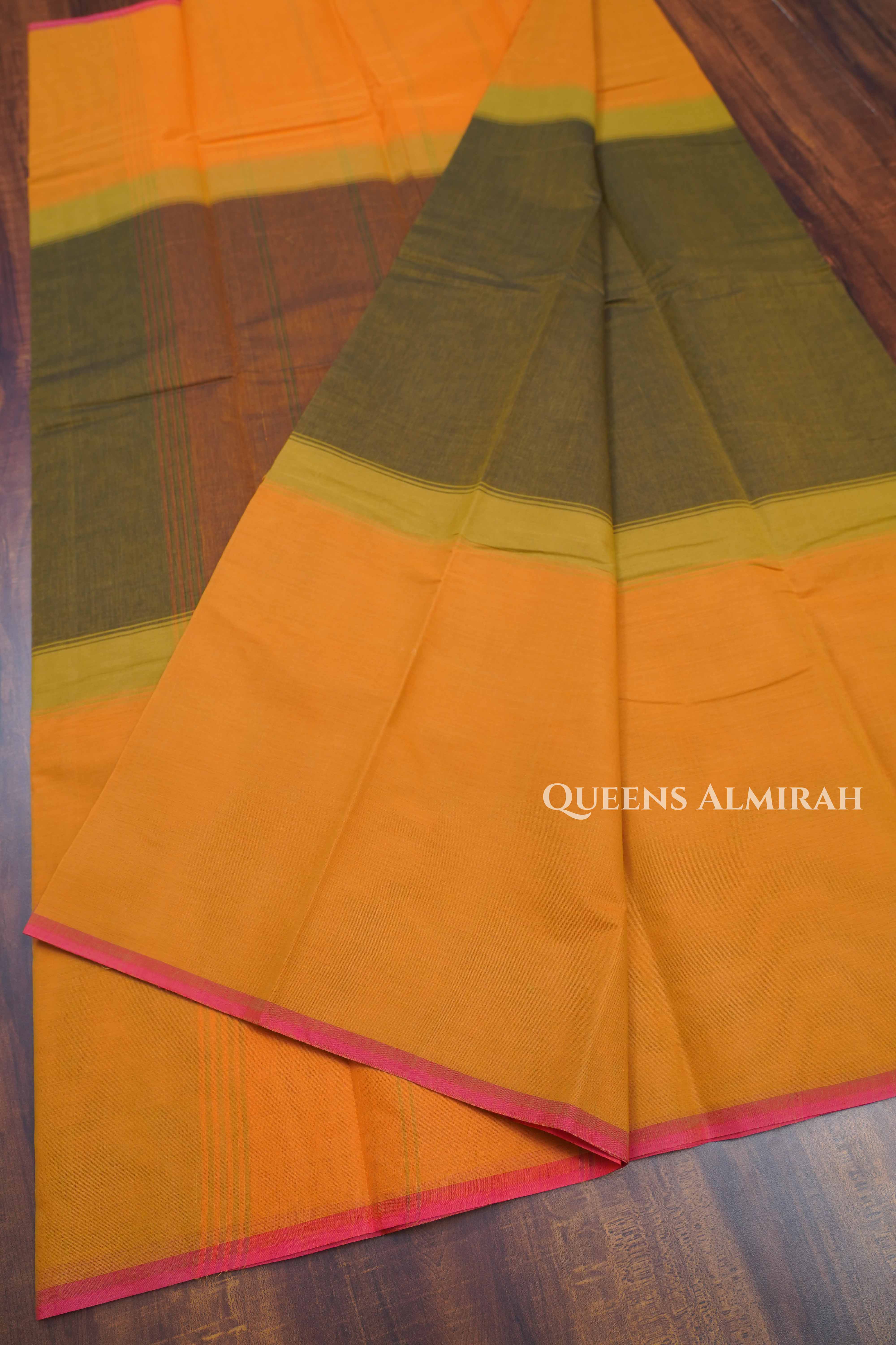 Mango Yellow Chettinad Cotton Saree