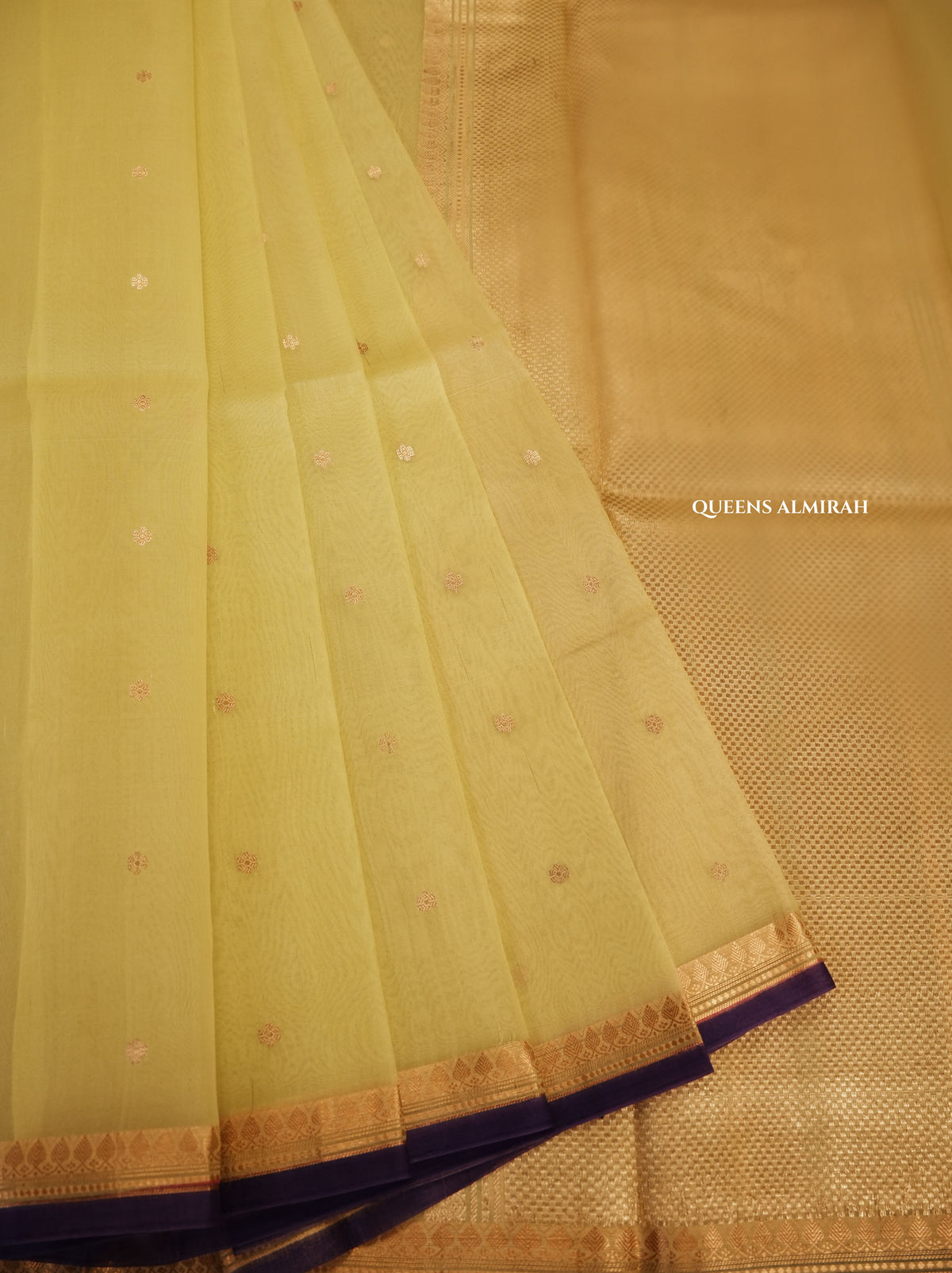 Pastel Yellow Banarasi Kora Organza Silk saree