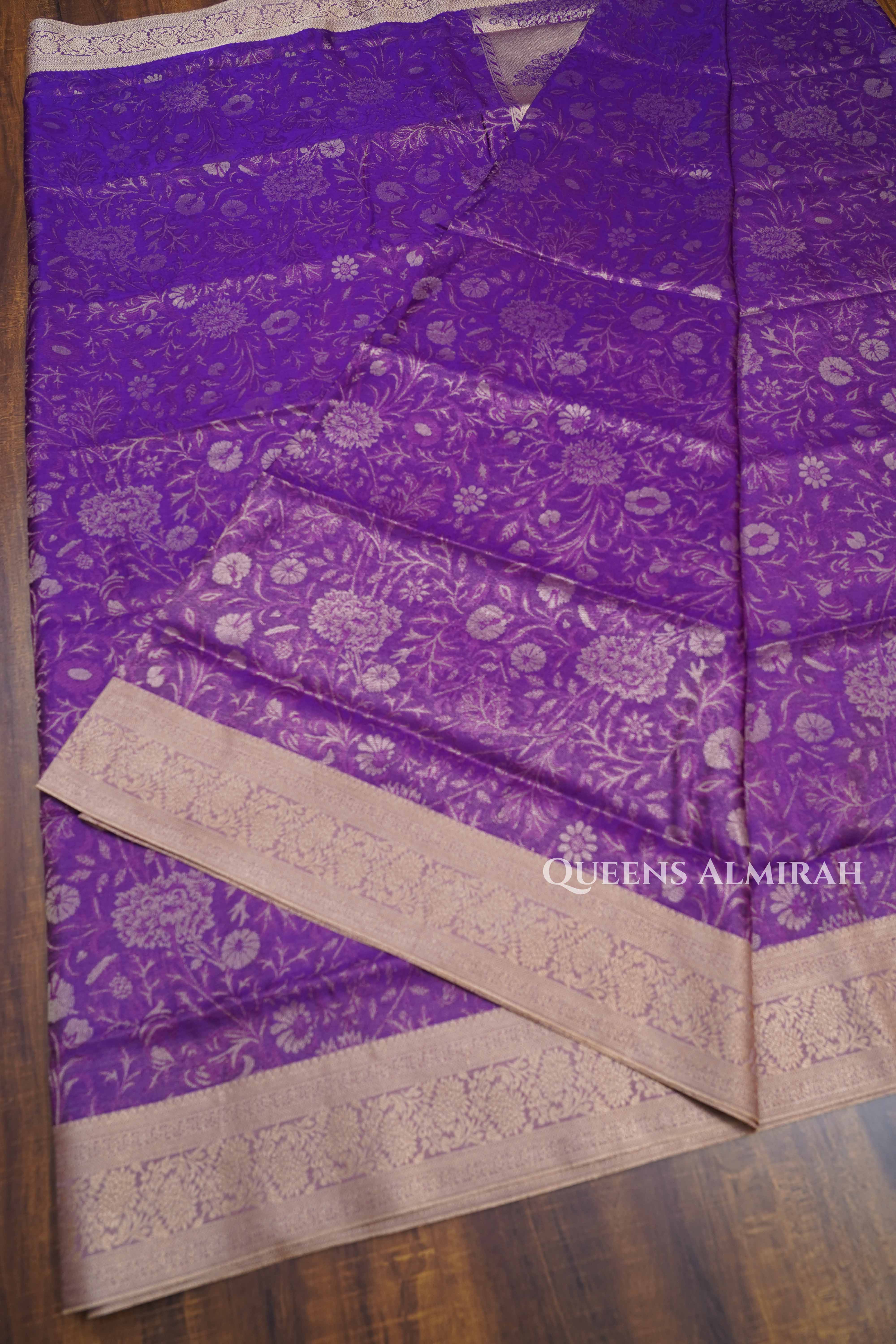 Dark Lavender Pashmina Silk Saree