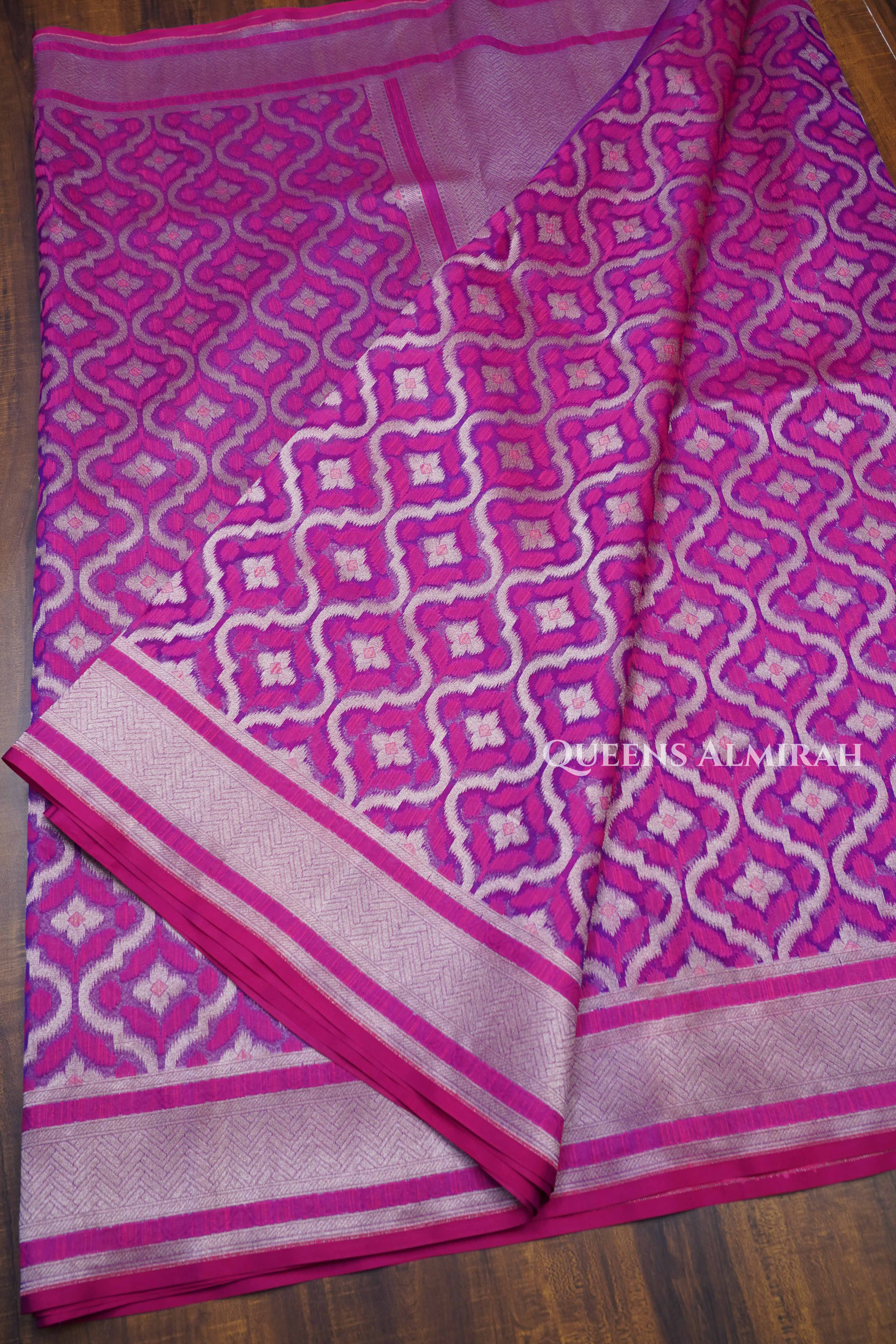 Magenta Banarasi Oranza Silk Saree