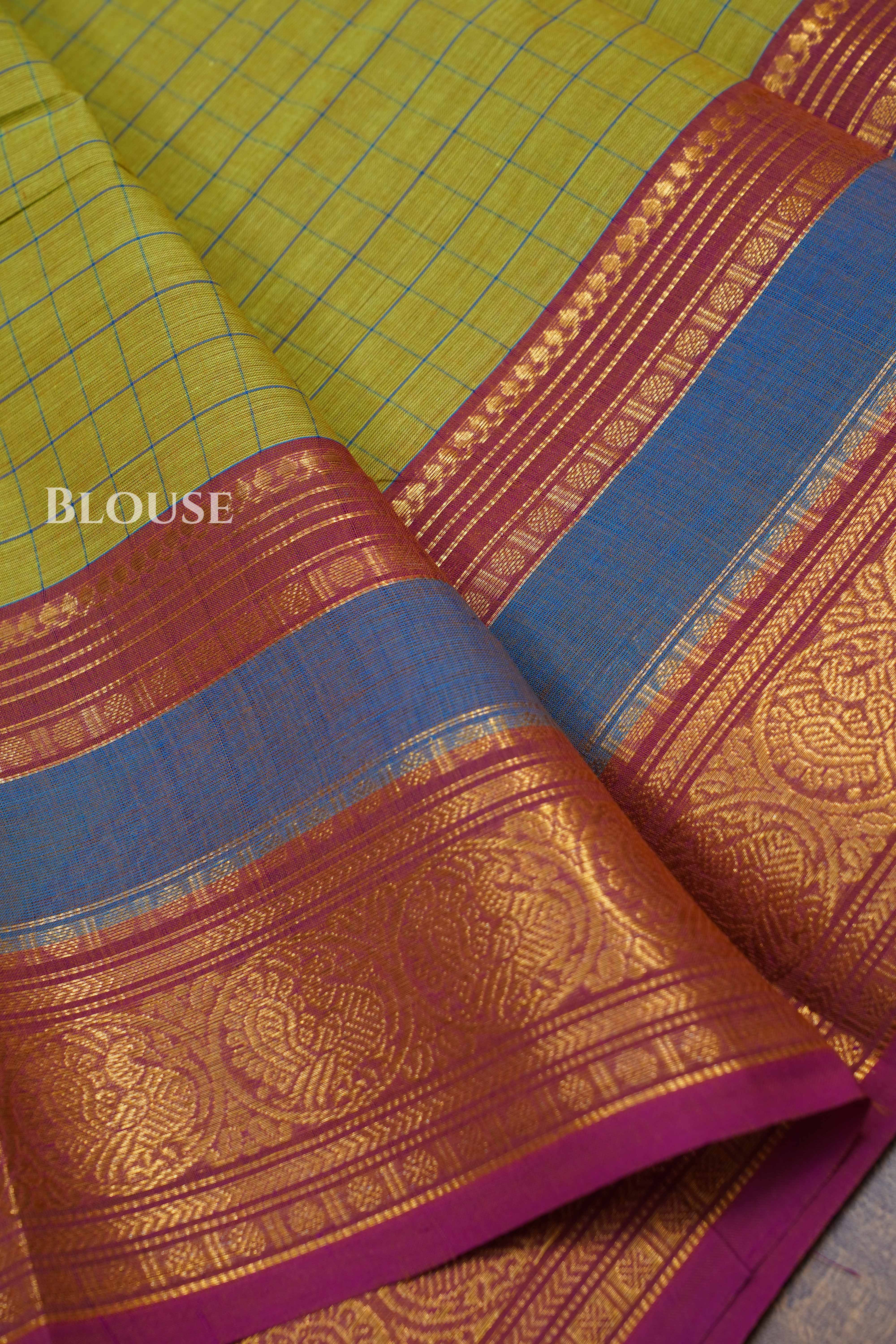 Yellowish Green Kanchi Cotton Saree