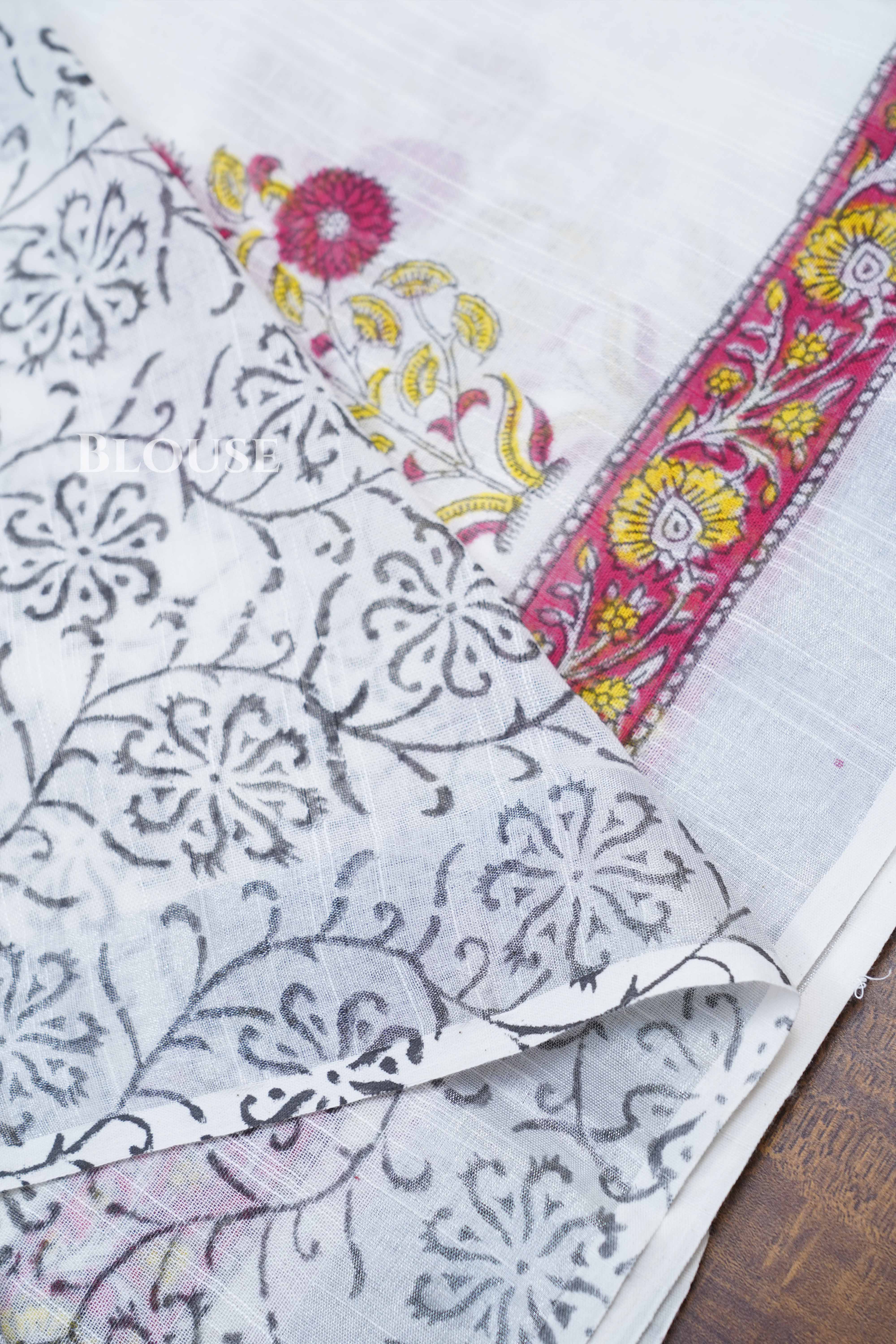 White Linen Cotton Saree