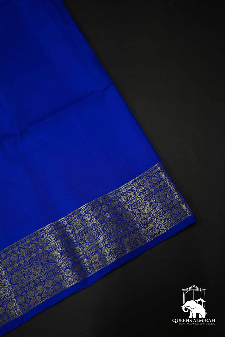 DEEP GREEN WITH ROYAL BLUE SOFT SILK SAREE - Queens Jewel Emporium