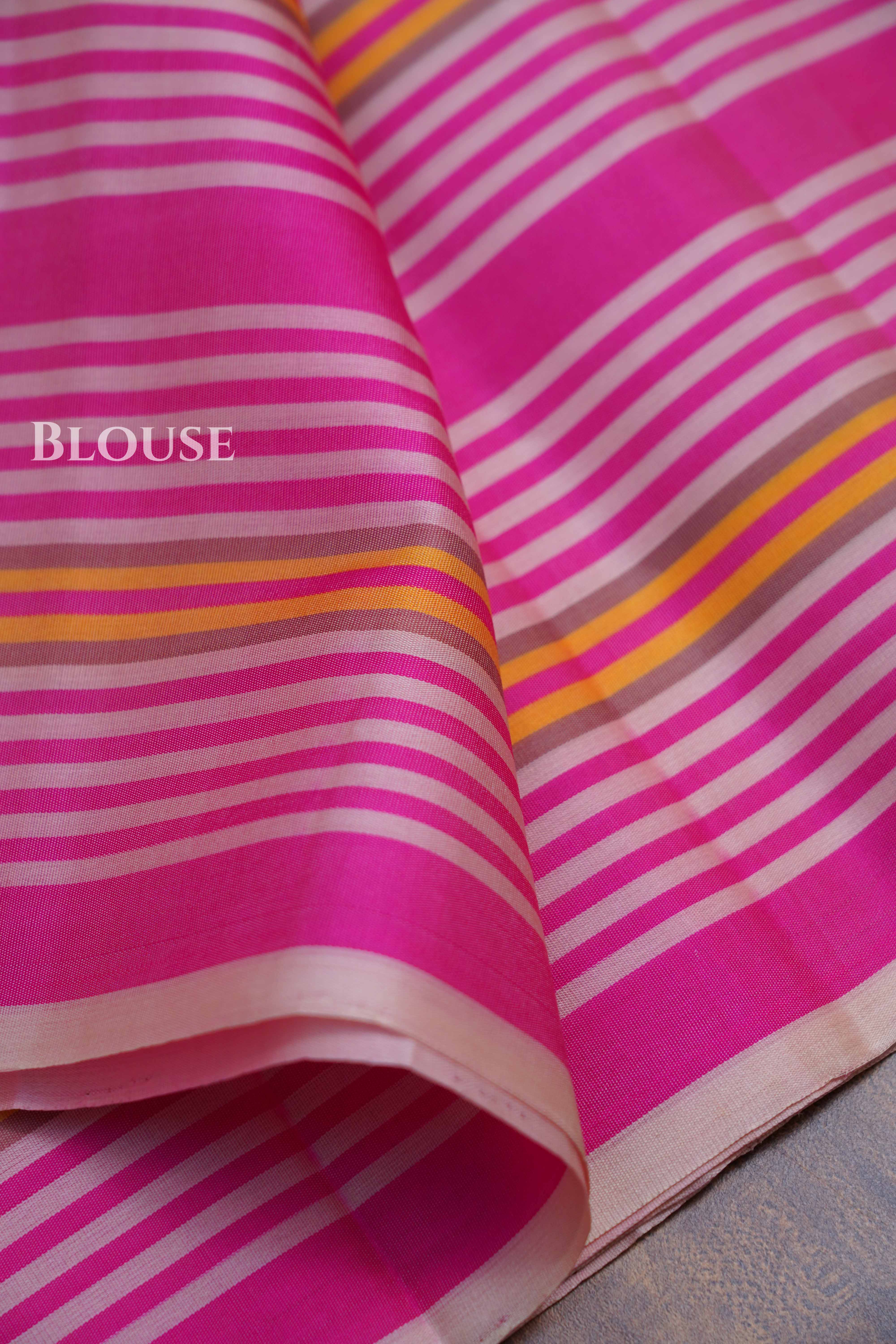 Pinkish Grey With Stripes Pure Soft Silk Saree