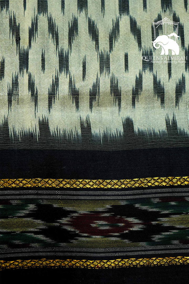 STONE GREY WITH JET GREY MULBERRY SILK SAREE - Queens Jewel Emporium