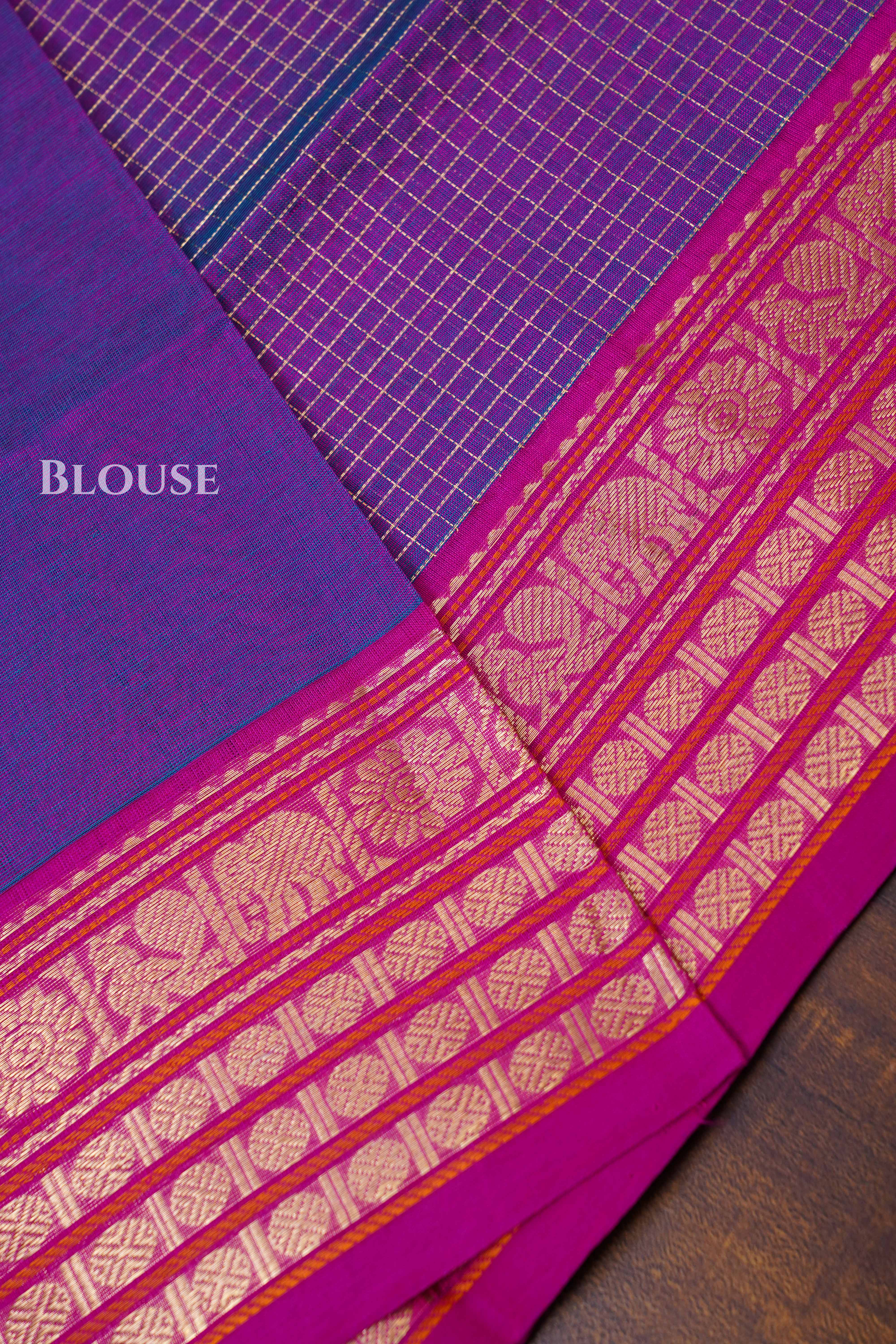 Dusky Blue Karaikudi Chettinad Silk Cotton Saree