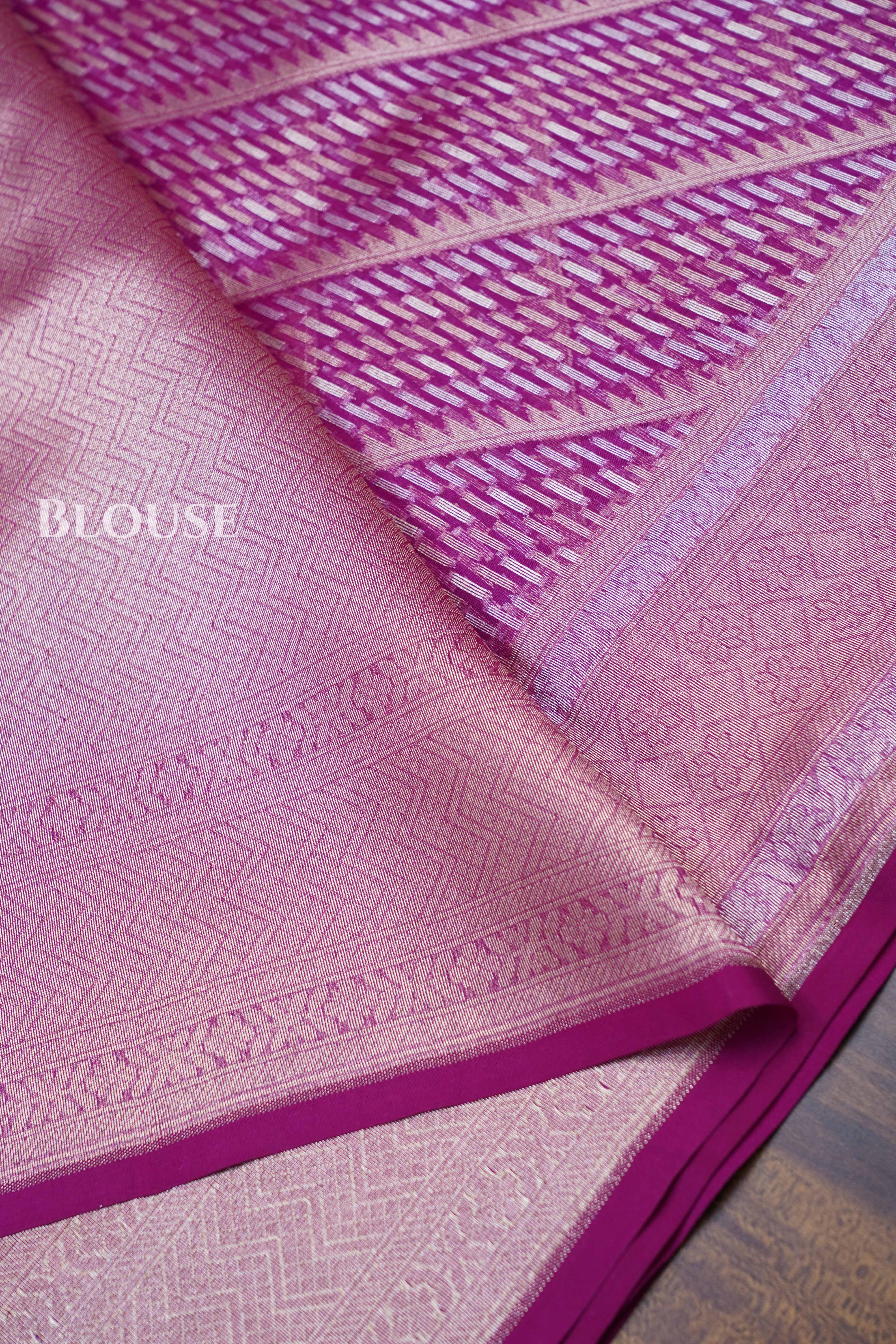 Vadamalli Purple Banarasi Organza Silk Saree