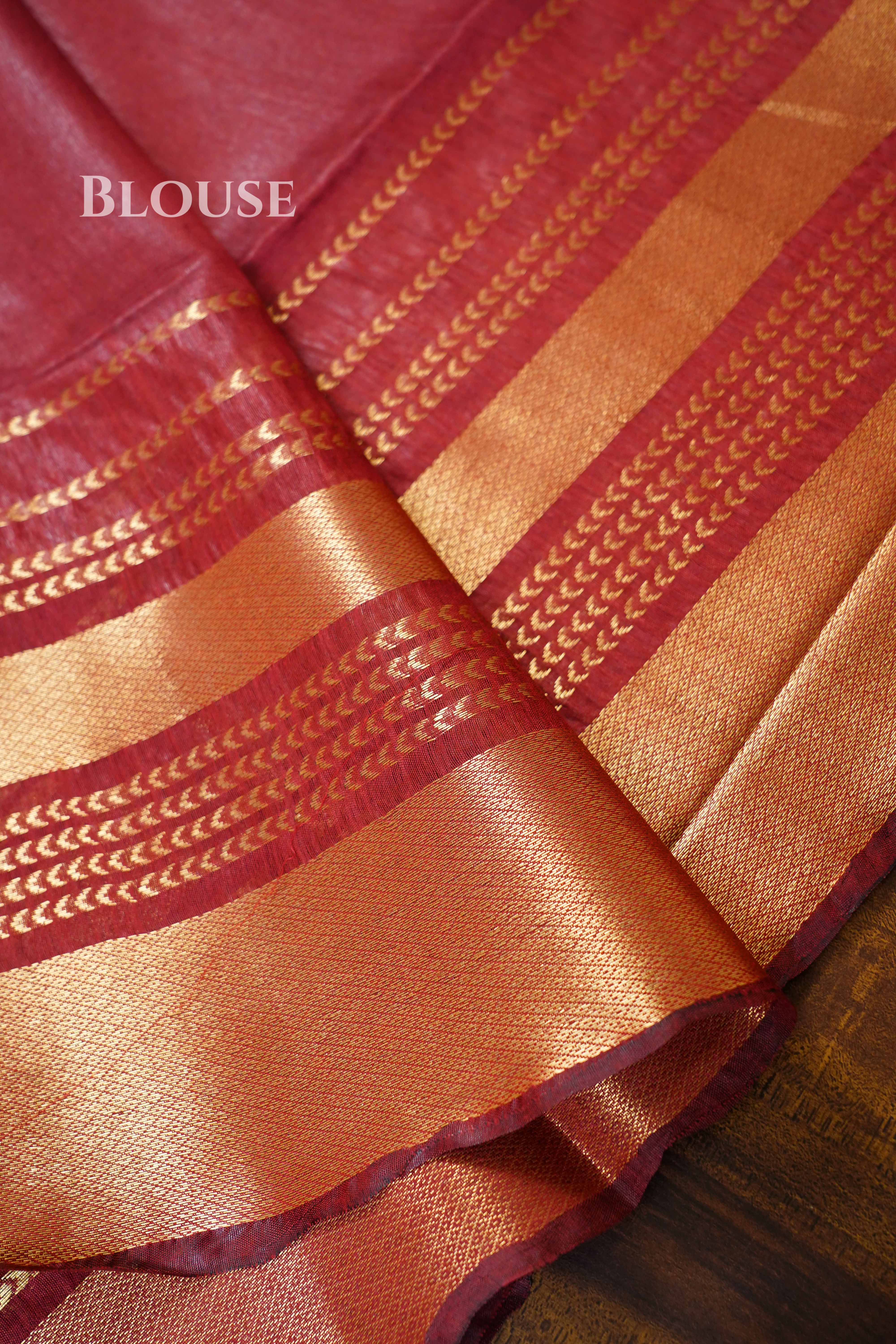 Red Brown  Maheshwari saree QUEENS ALMIRAH