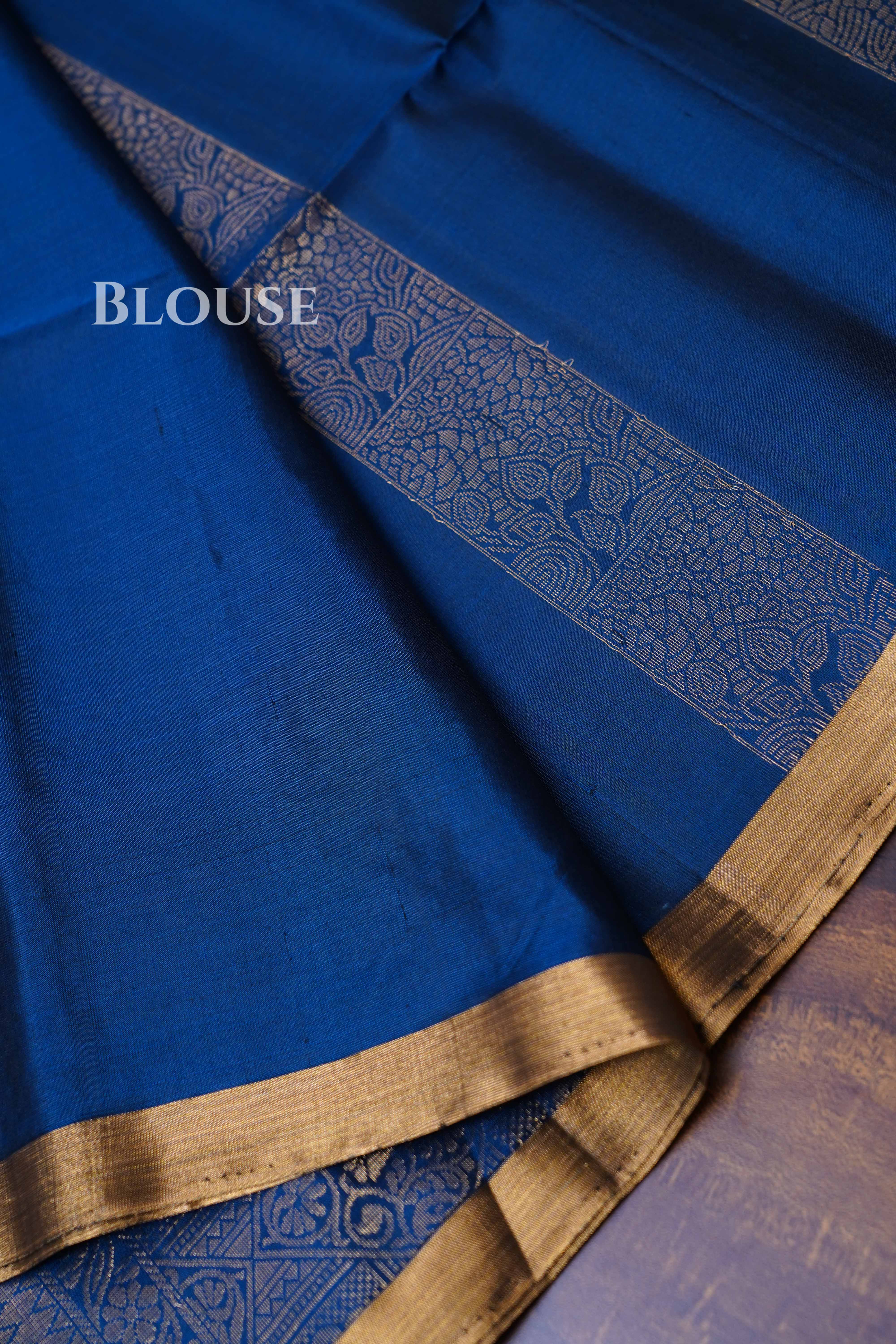 Light Navy Blue Pure Soft Silk Saree