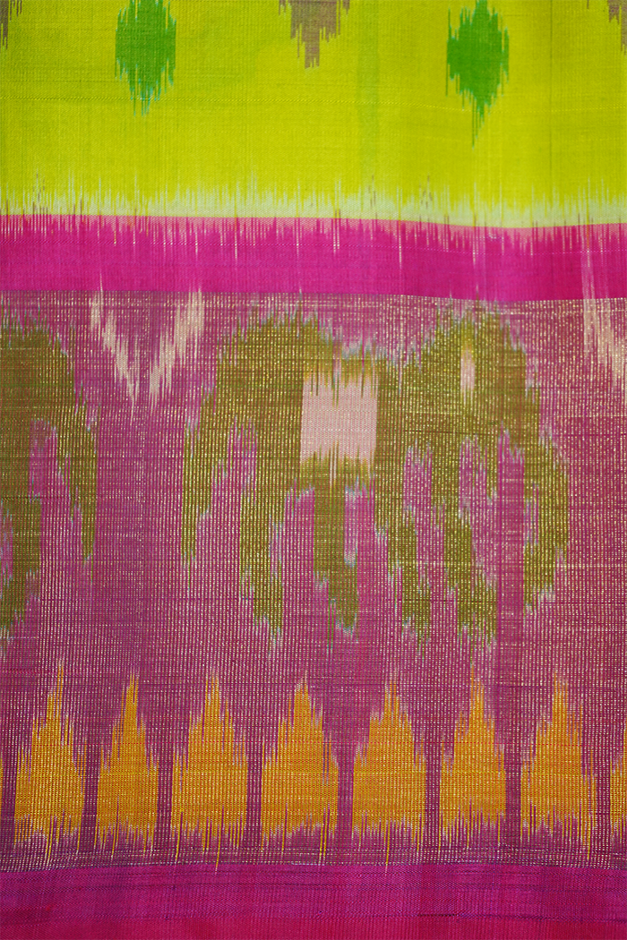 CHARTRUSE GREEN AND BRIGHT PINK SOFT SILK SAREE - Queens Jewel Emporium