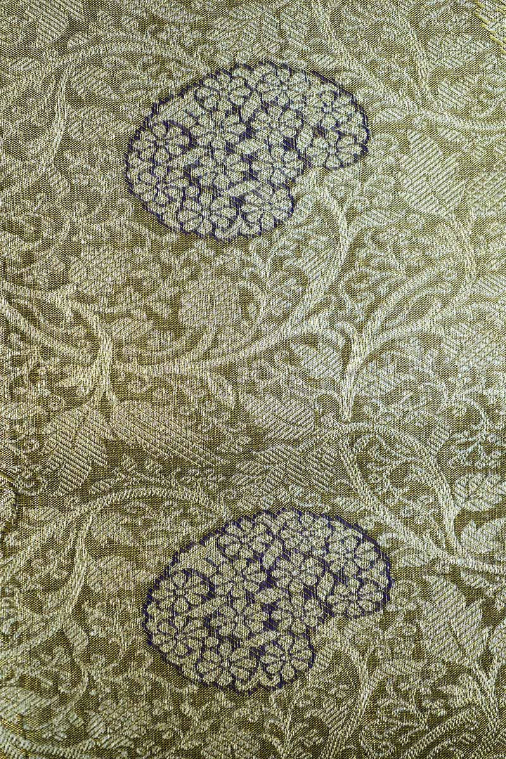 IVORY GOLD WITH VIOLET KANCHI SILK SAREE - Queens Jewel Emporium