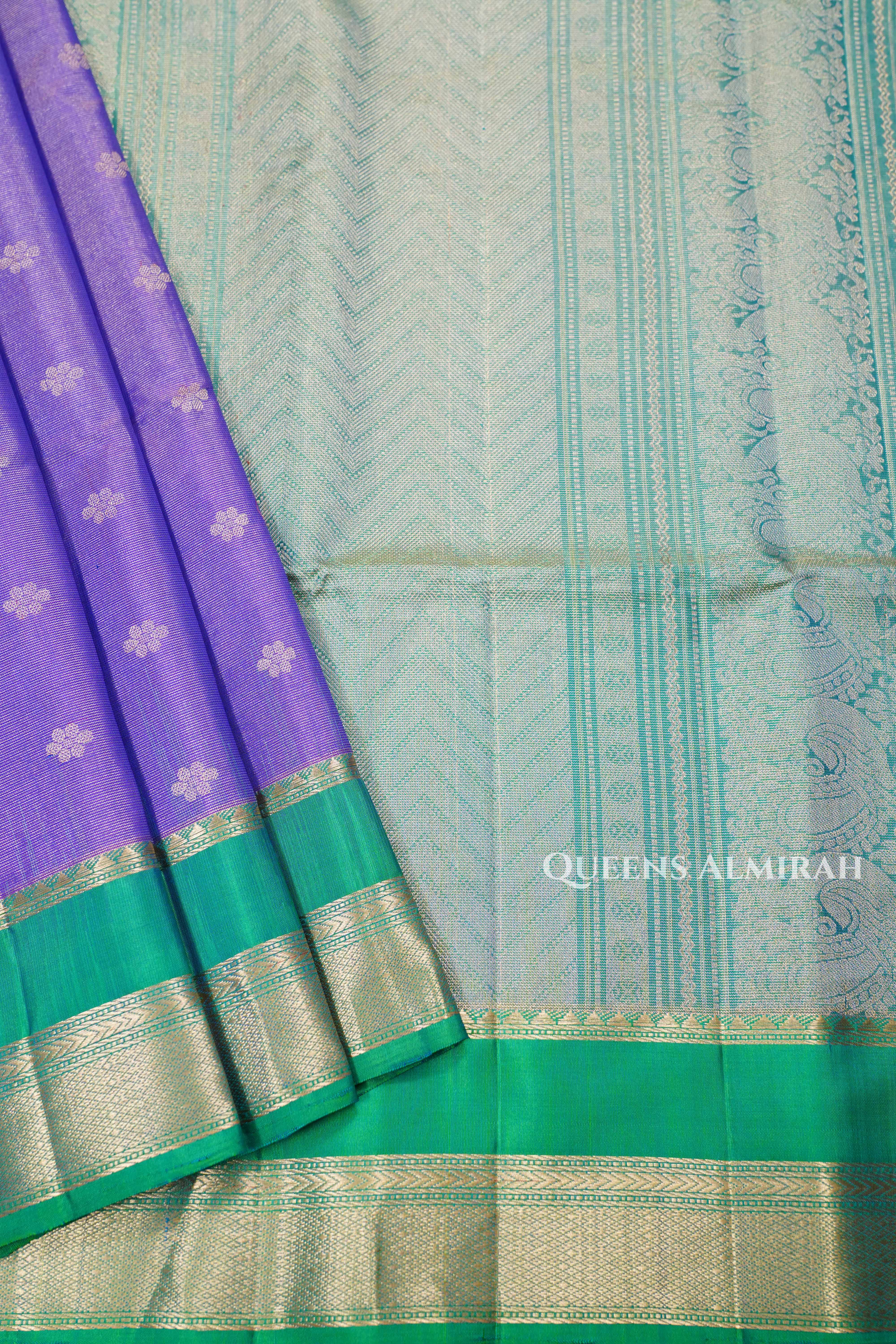 Lavender With Green Tissue Soft Silk Saree