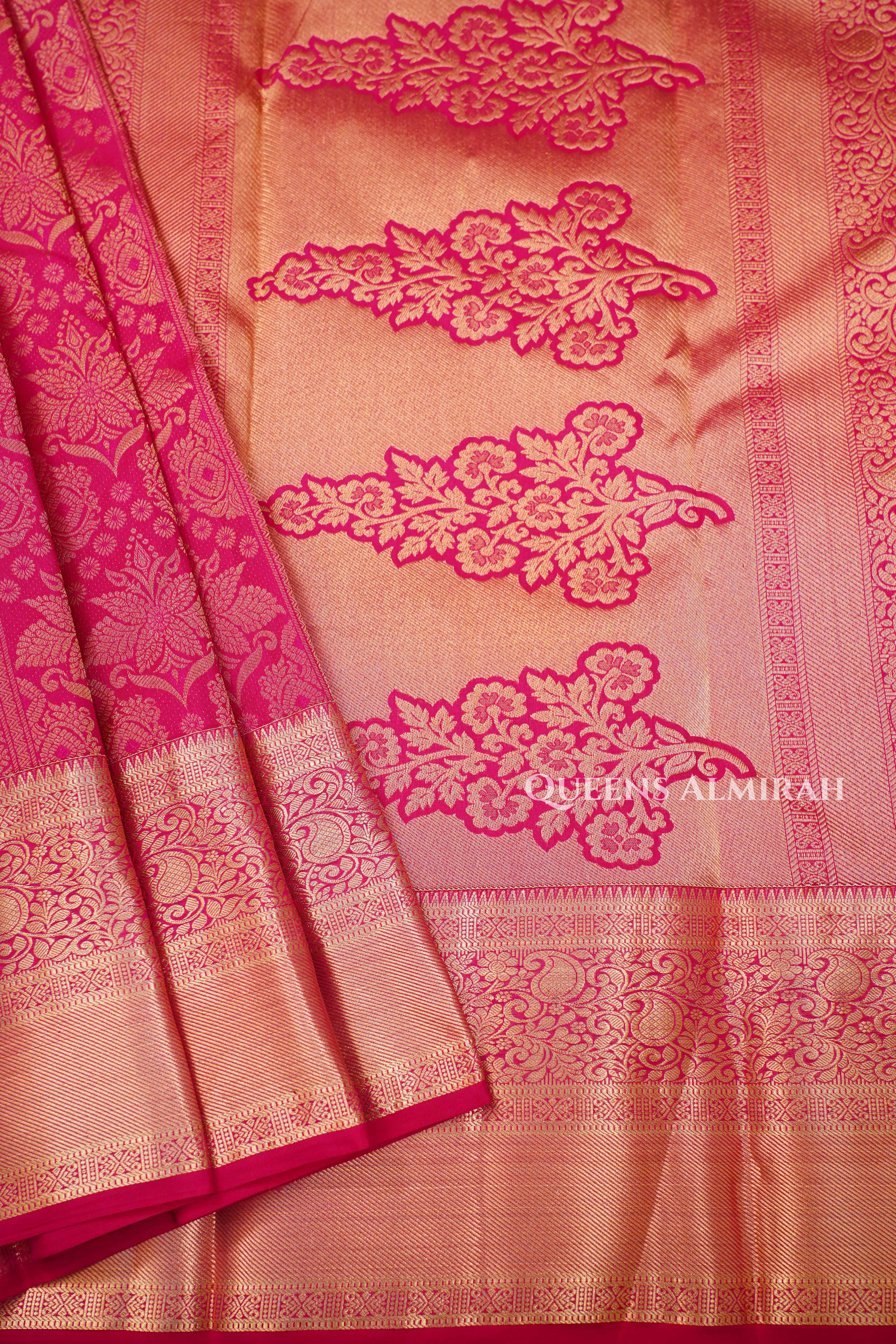 Dark Pink Pure Kanchivaram Silk Saree