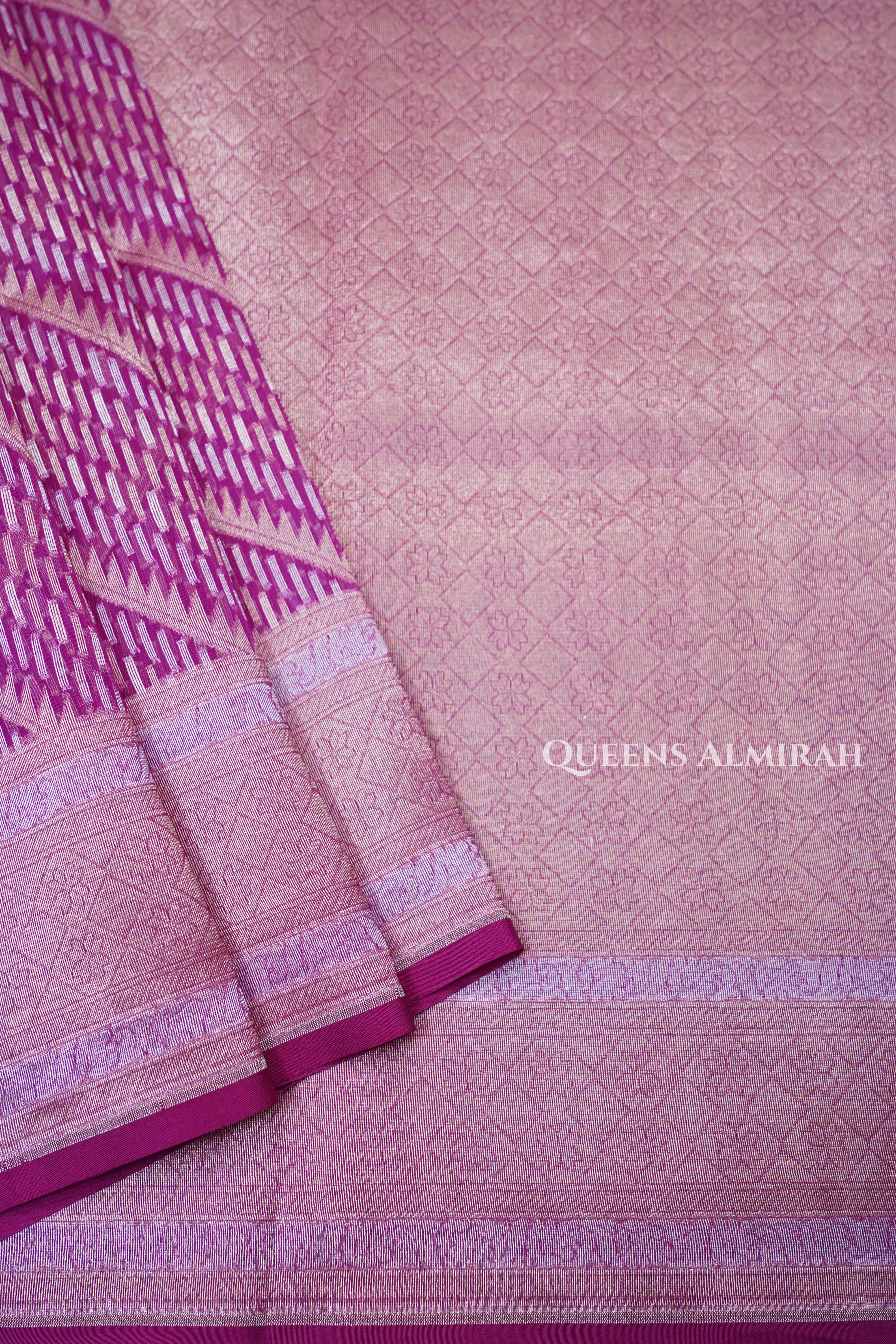 Vadamalli Purple Banarasi Organza Silk Saree