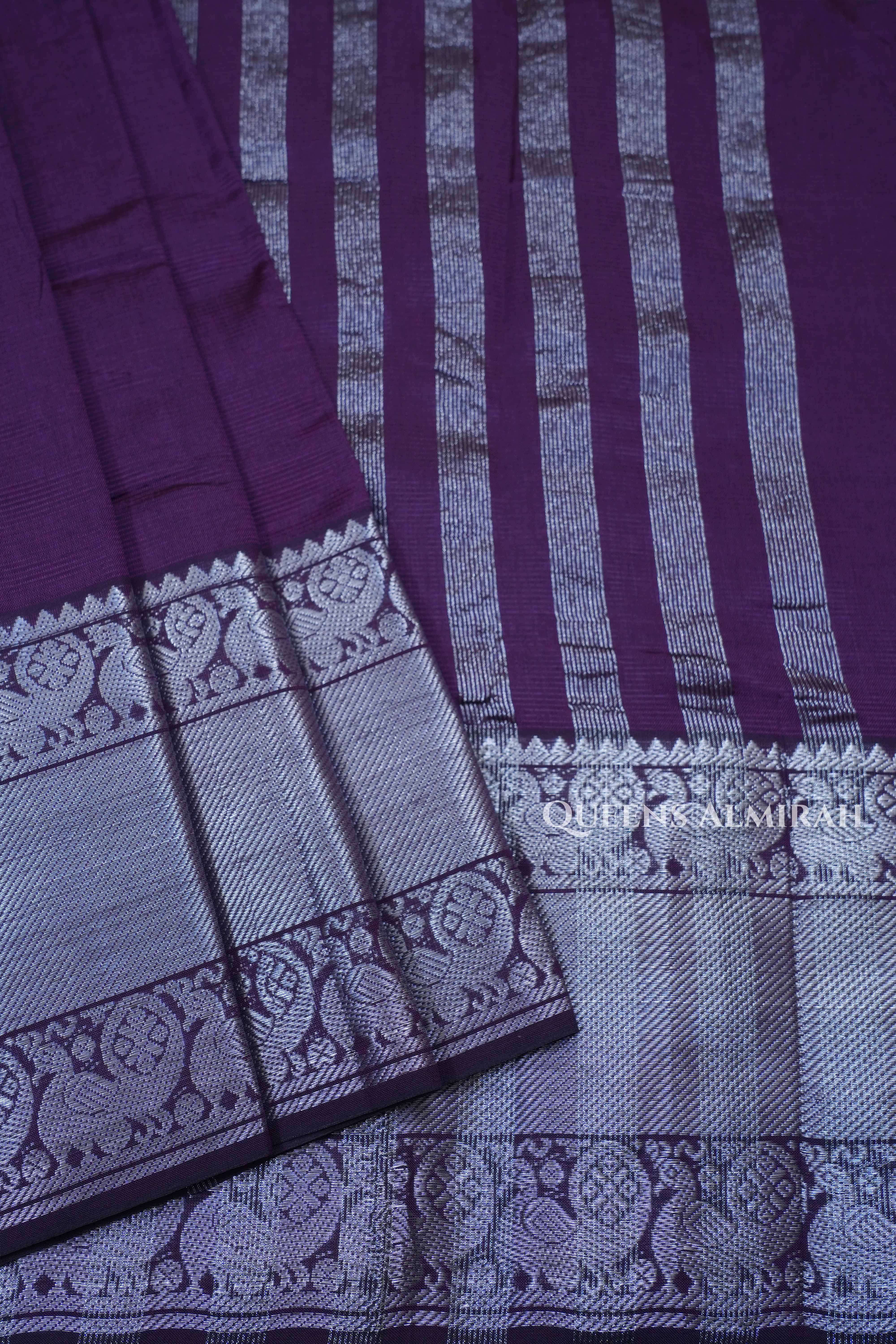 Grape Purple Mangalgiri Saree