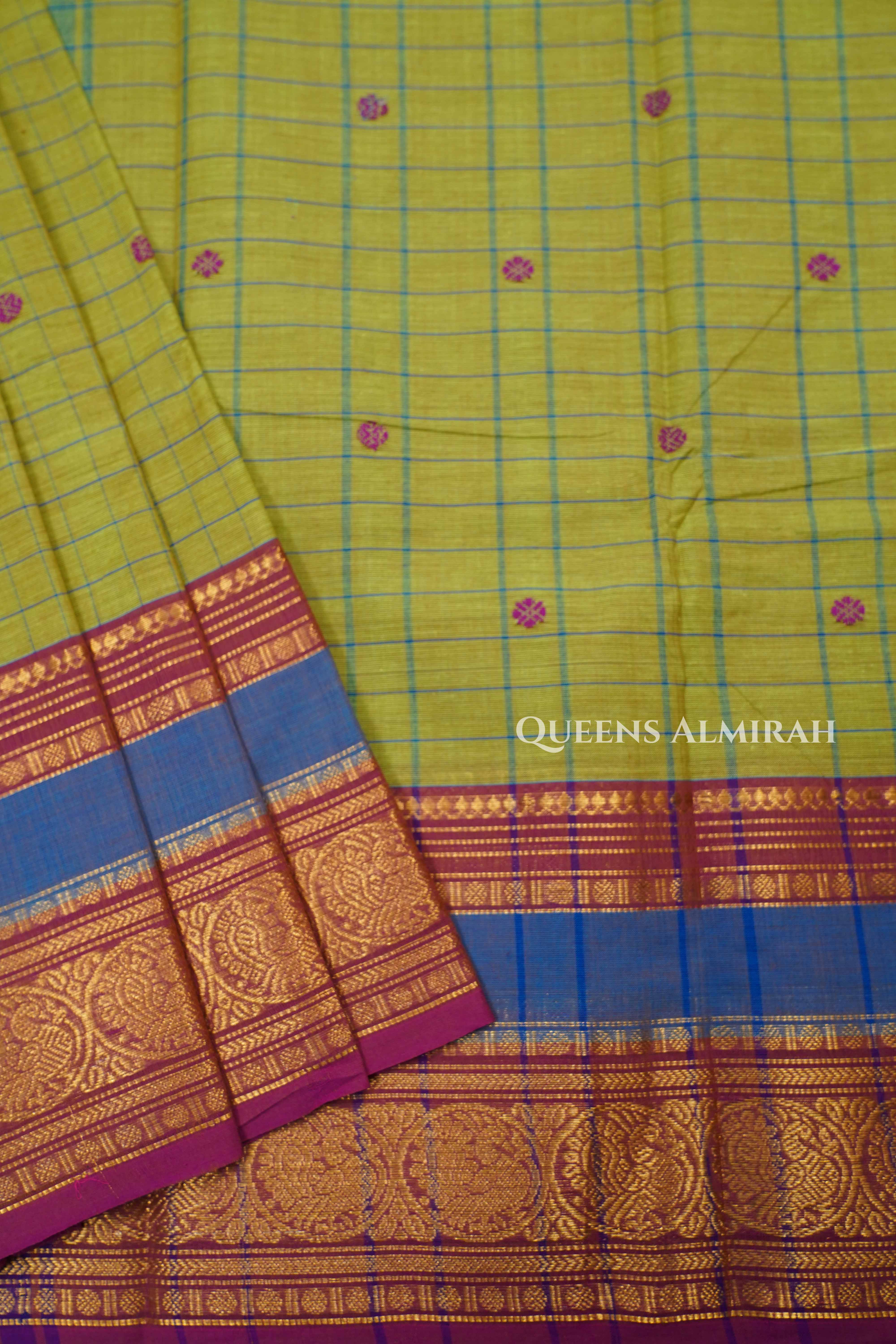 Yellowish Green Kanchi Cotton Saree