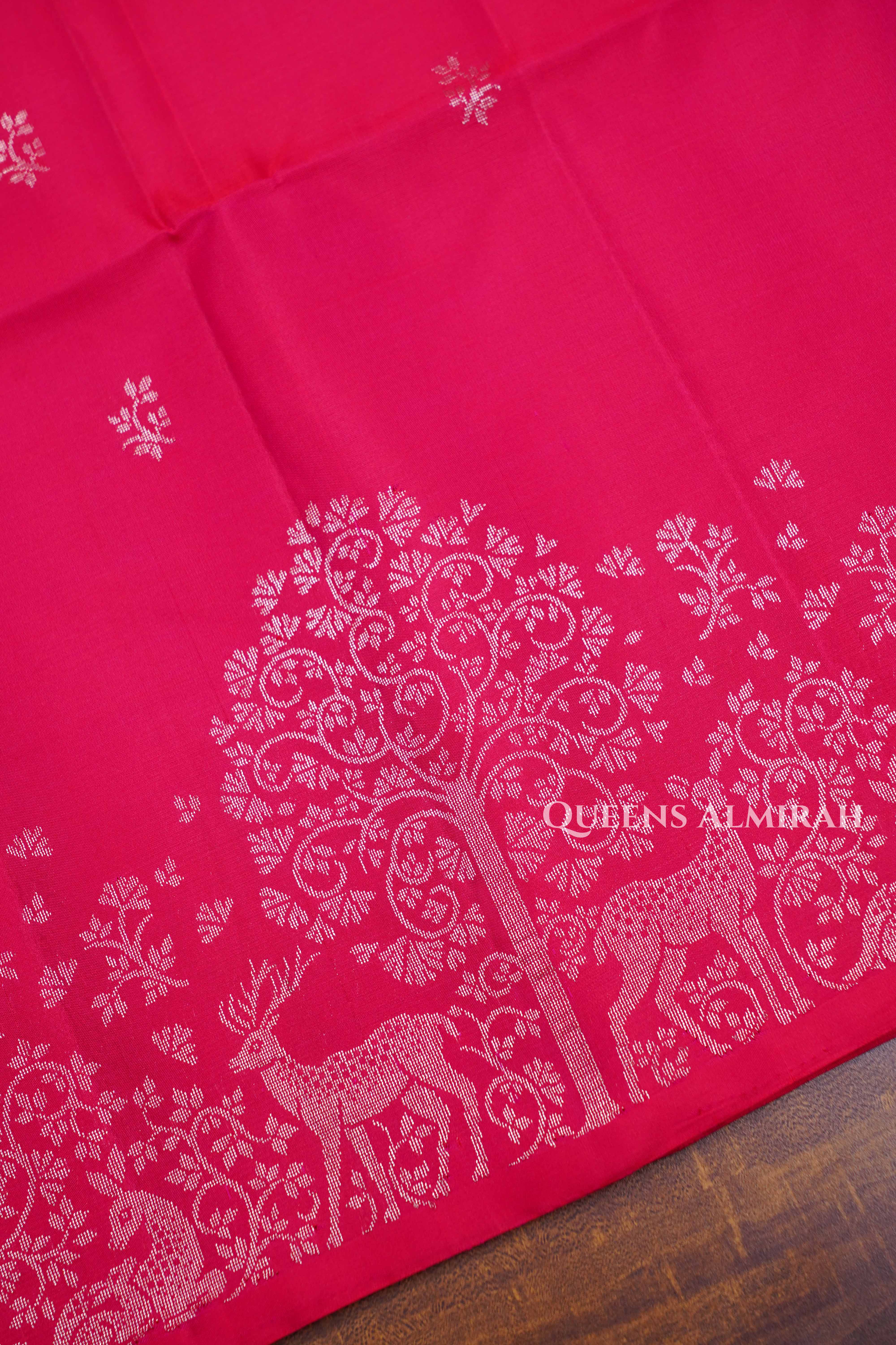 Magenta Pink Pure Soft Silk Saree