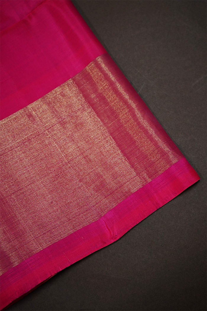 CHARTRUSE GREEN AND BRIGHT PINK SOFT SILK SAREE - Queens Jewel Emporium