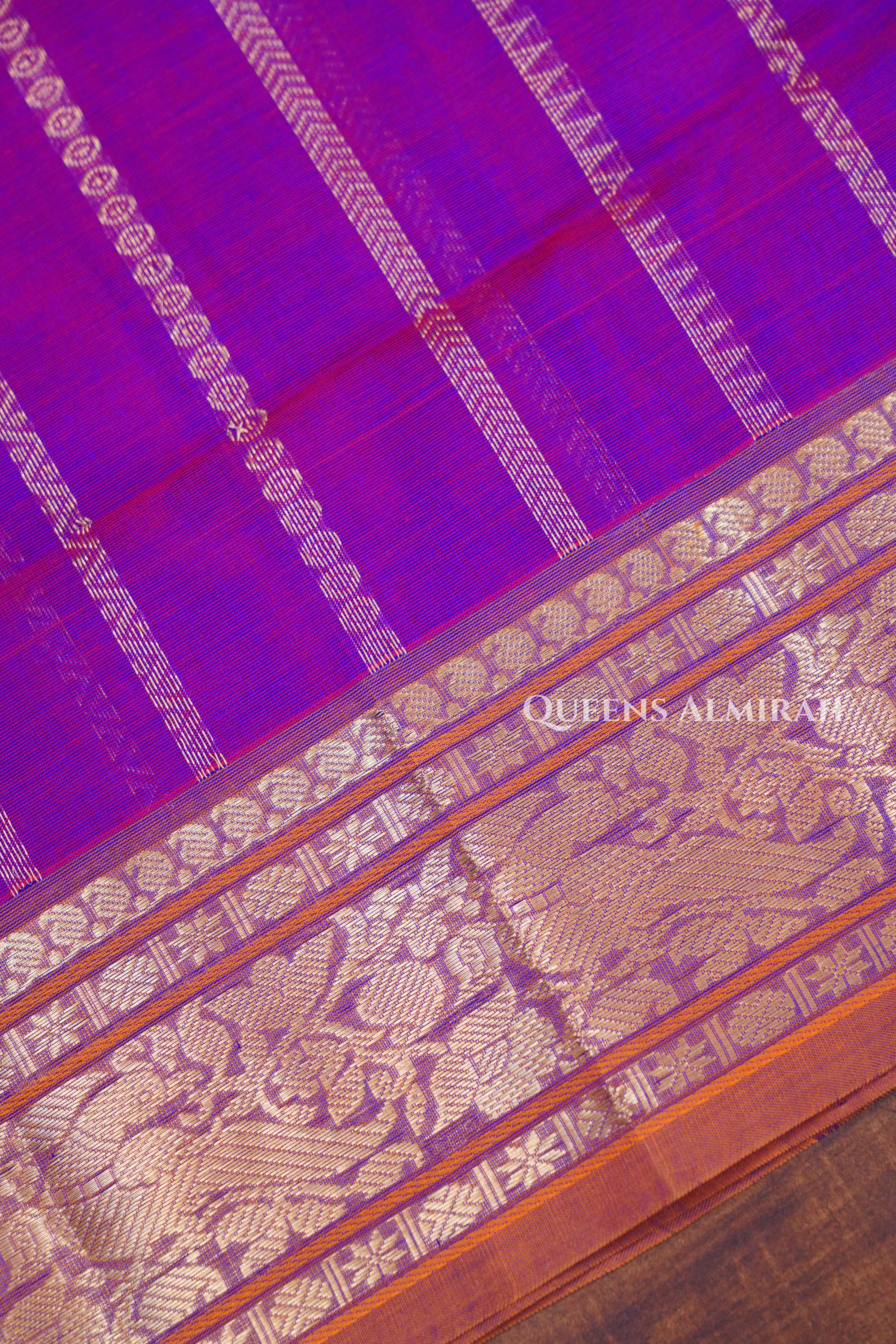 Dark Magenta Pink Chettinad Silk Cotton Saree