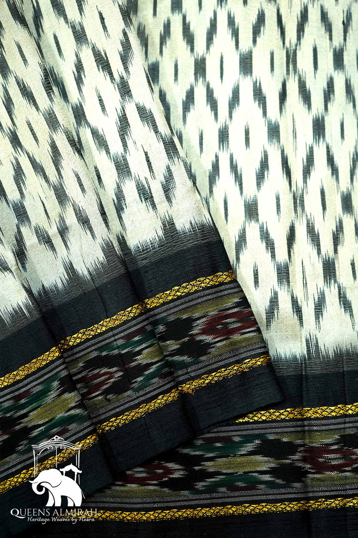 STONE GREY WITH JET GREY MULBERRY SILK SAREE - Queens Jewel Emporium