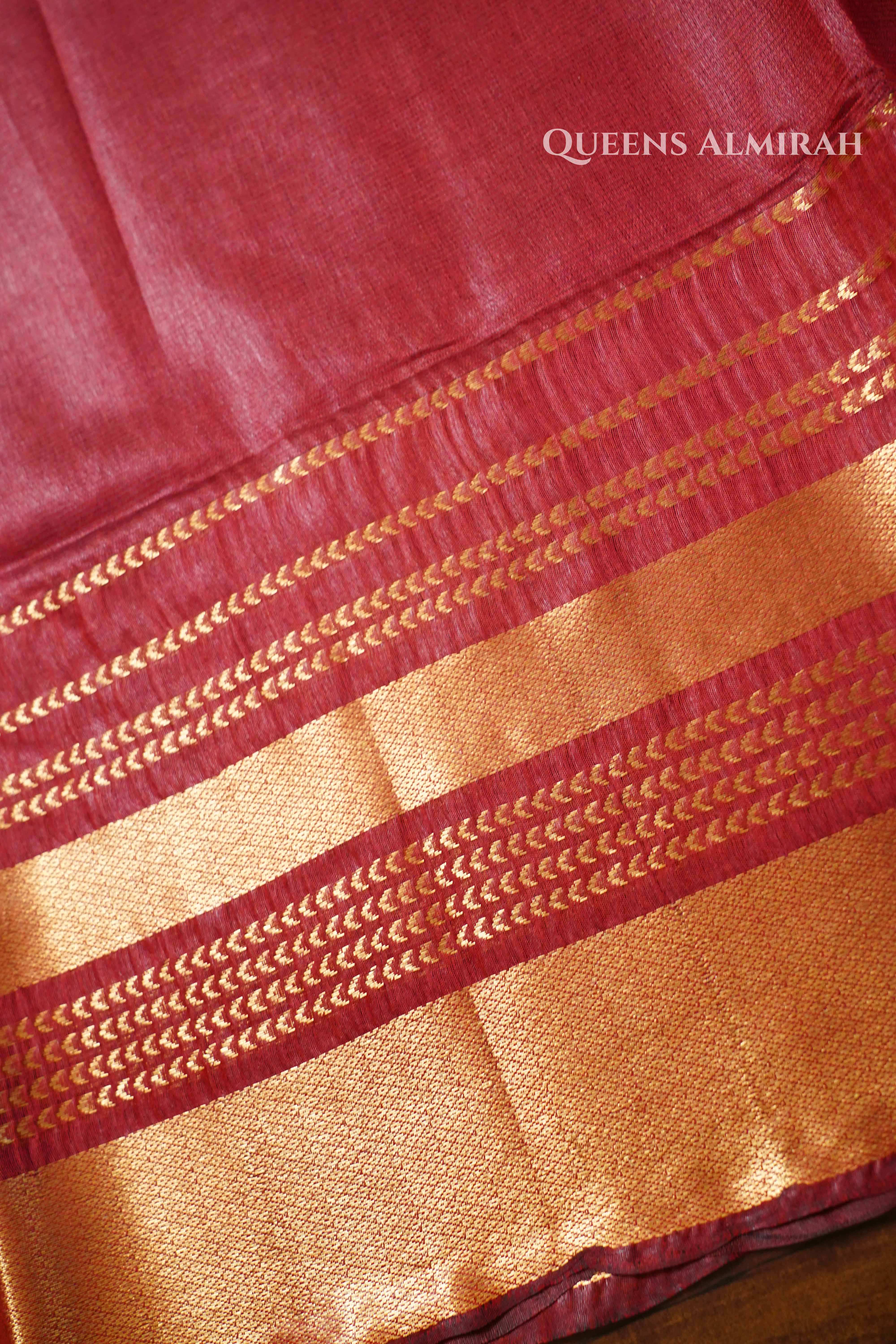 Red Brown  Maheshwari saree QUEENS ALMIRAH