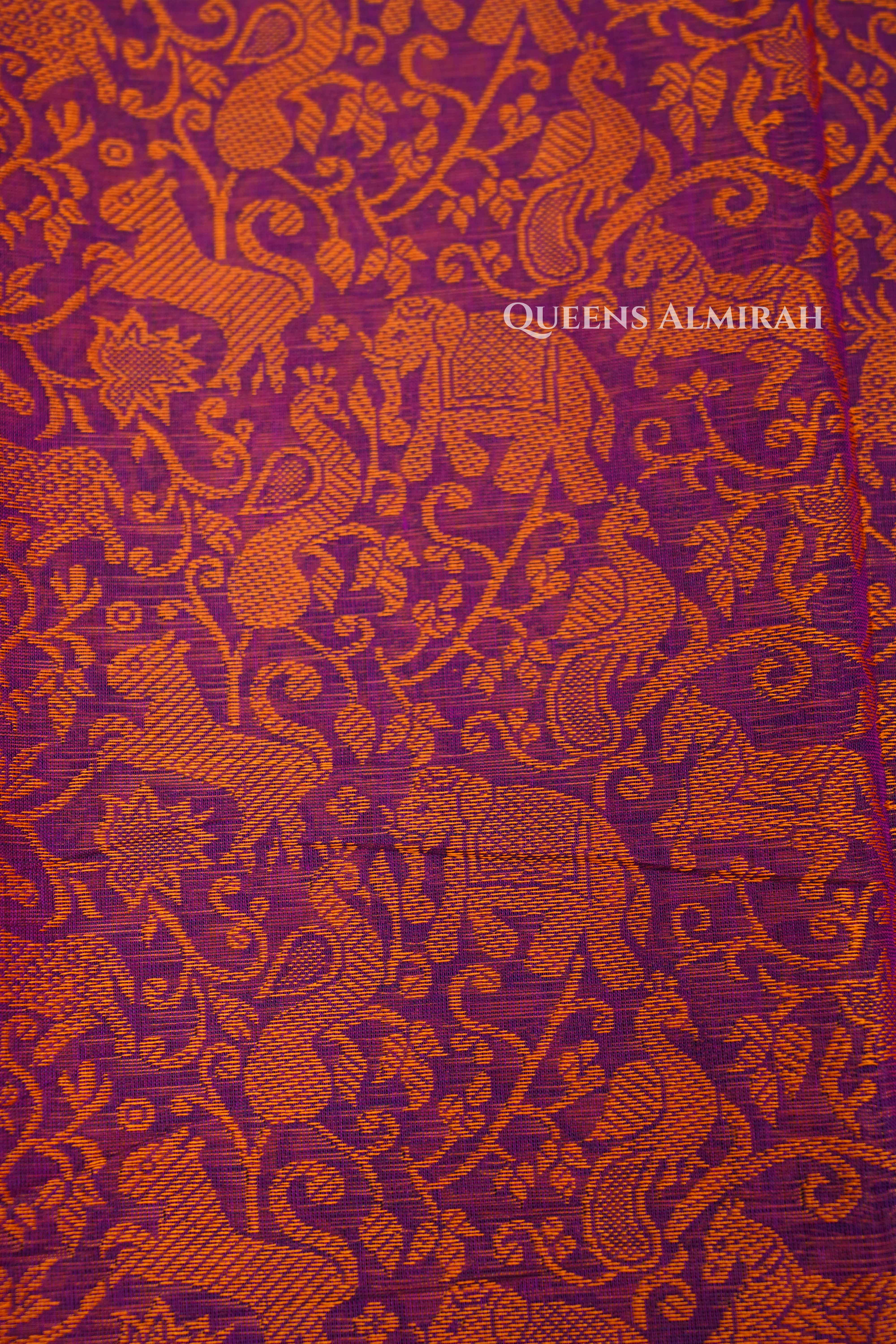 Dusky Orange With Pink Kanchi Cotton Saree