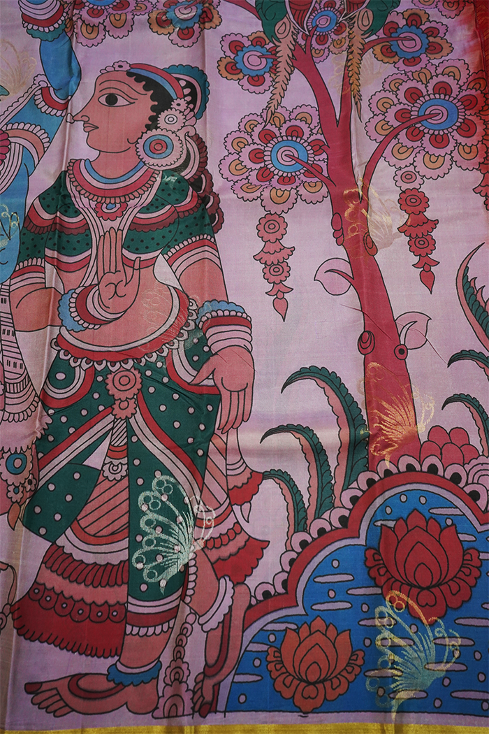 ONION PINK WITH MULTI COLOR KANCHIVARAM SILK SAREE - Queens Jewel Emporium