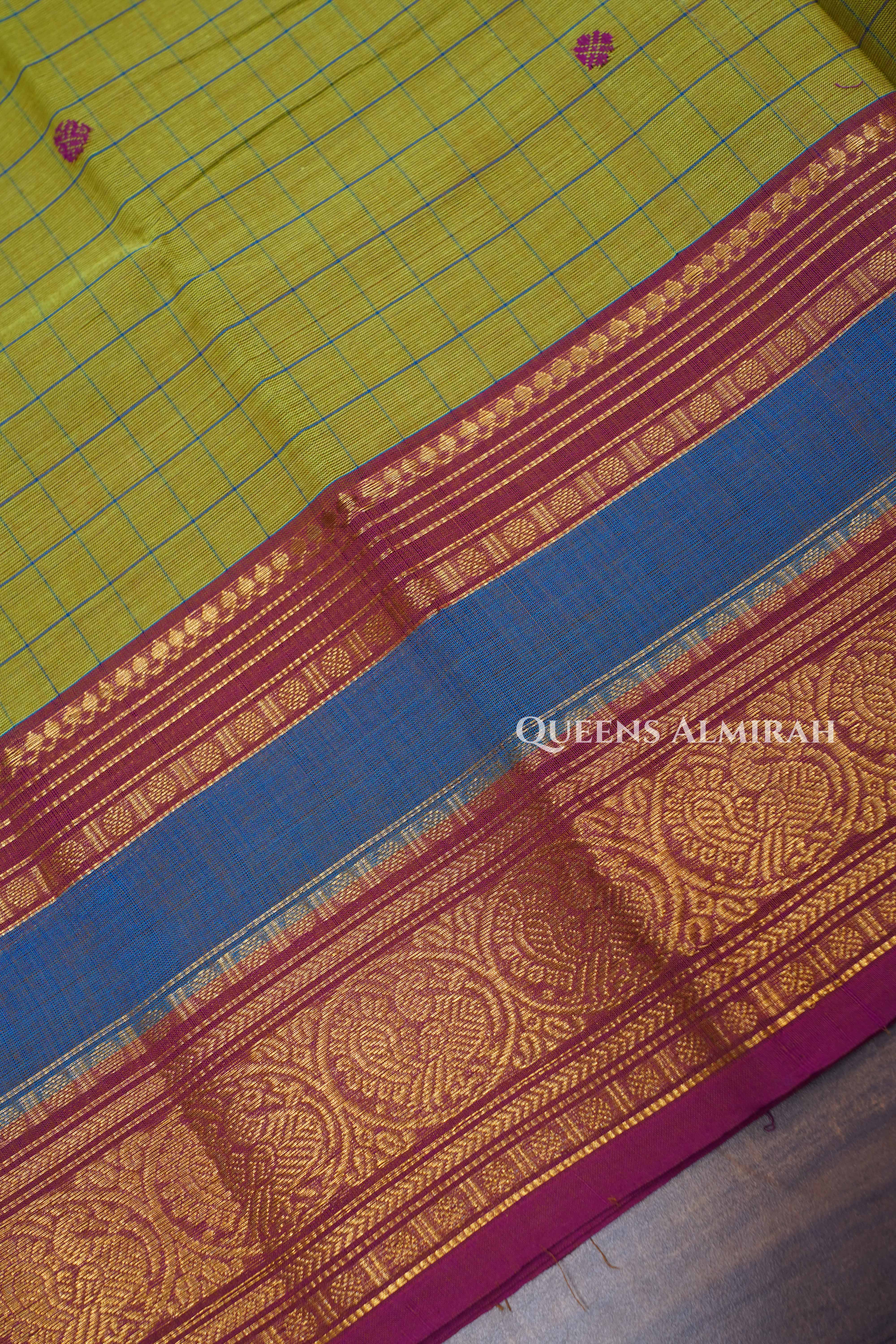 Yellowish Green Kanchi Cotton Saree