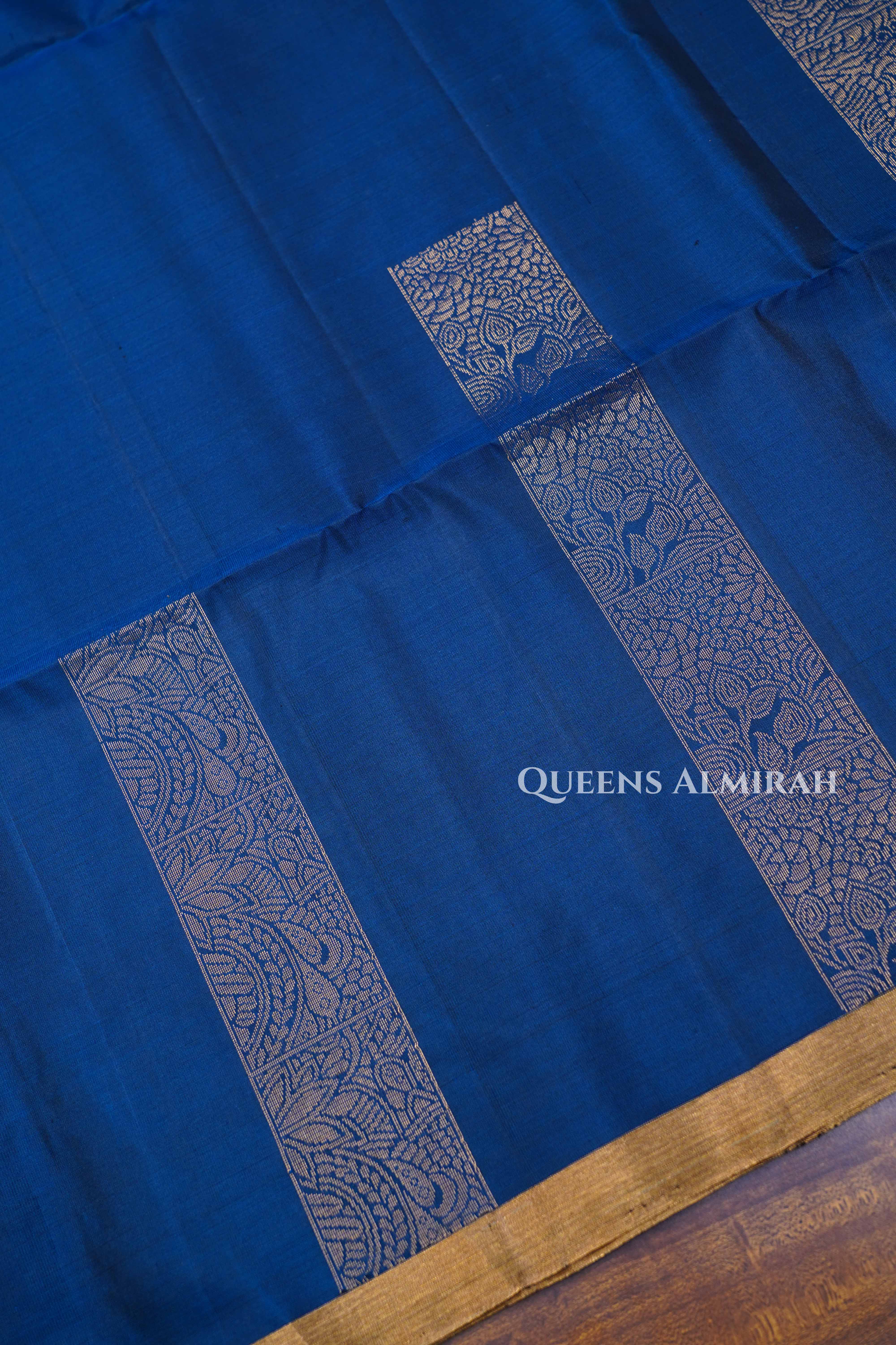 Light Navy Blue Pure Soft Silk Saree