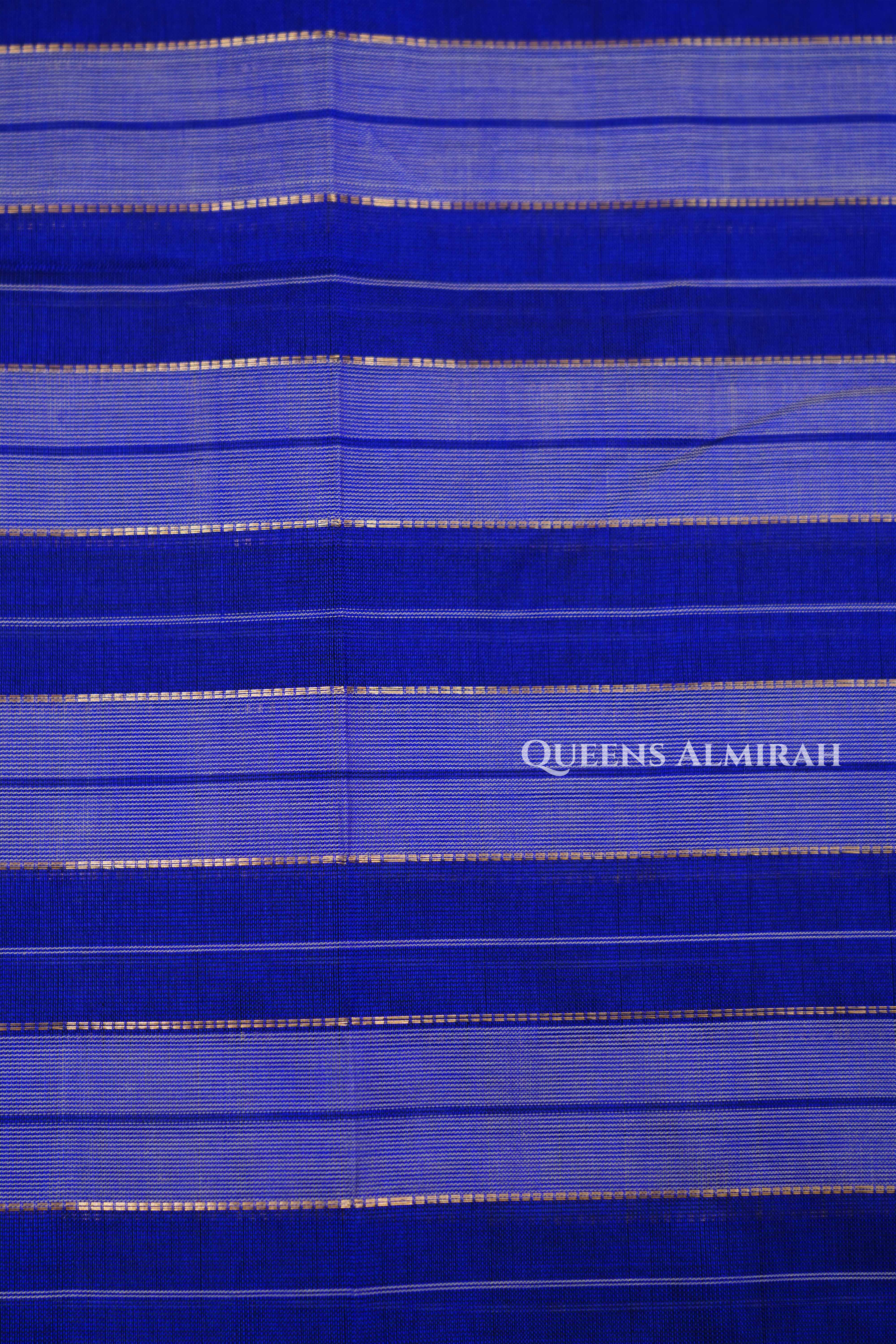 Royal Blue With Lavender Pure Kanchi Silk Cotton Saree