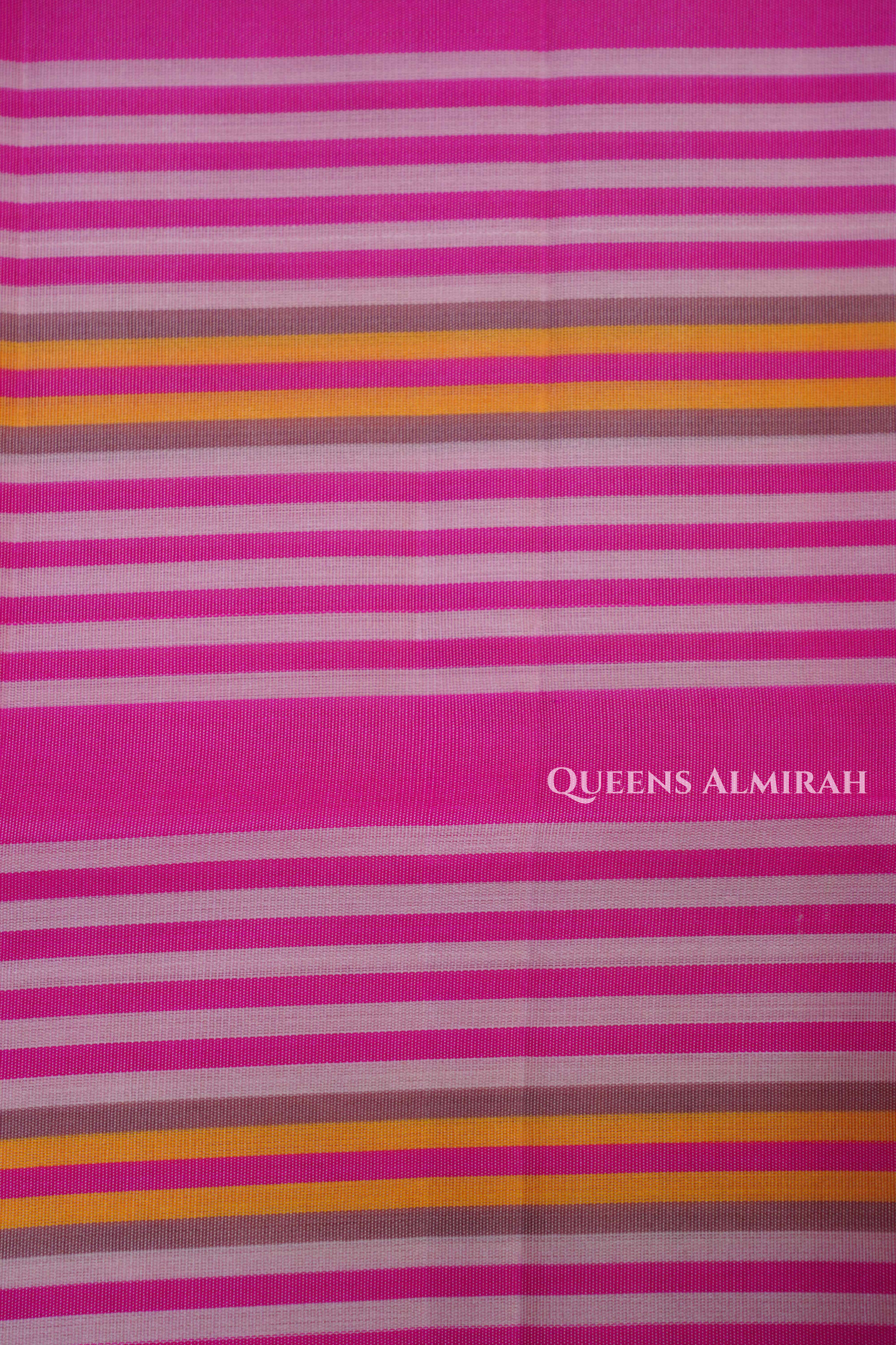 Pinkish Grey With Stripes Pure Soft Silk Saree