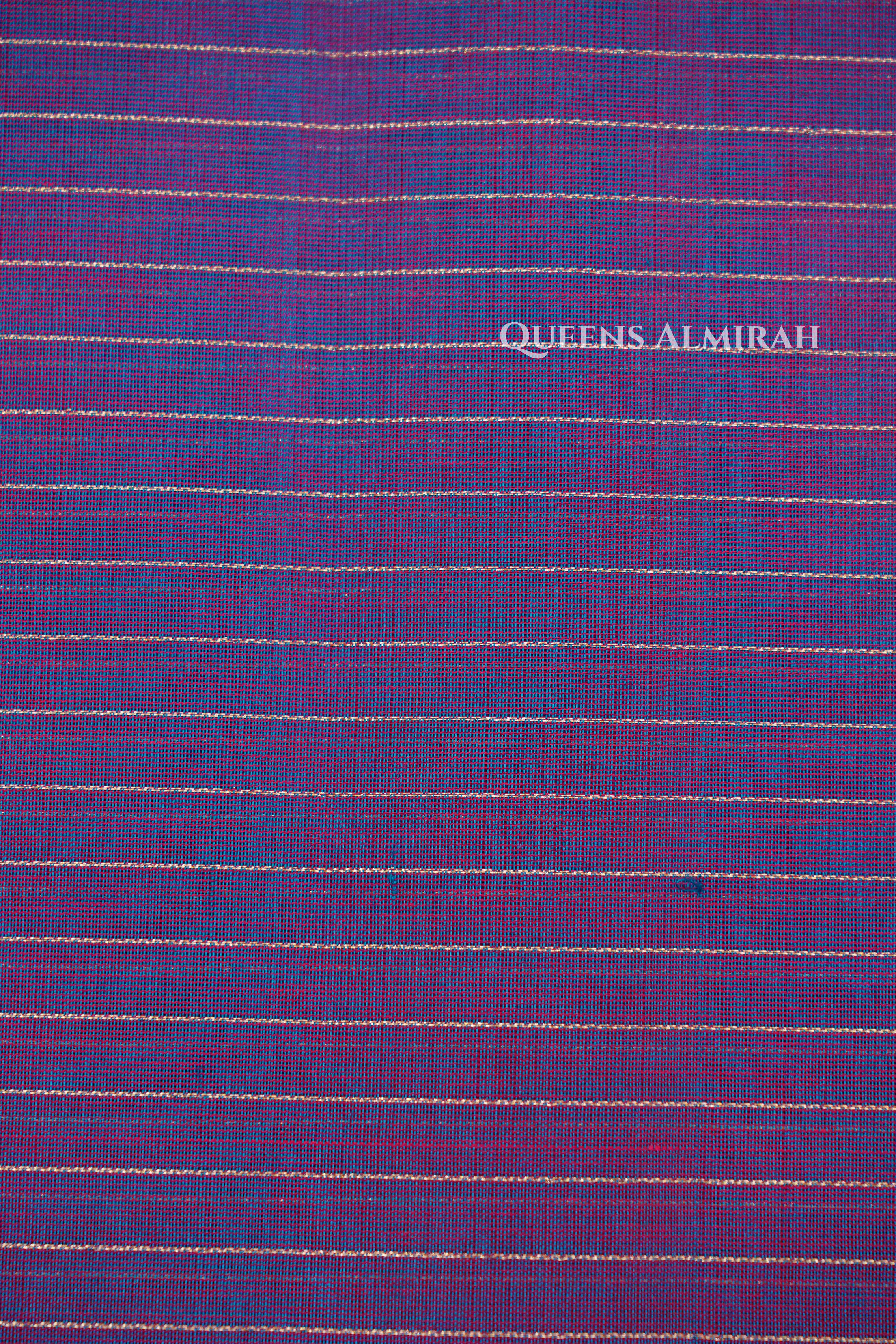 Pastel Purple With Sea Blue -Karaikudi Chettinad Silk Cotton Saree