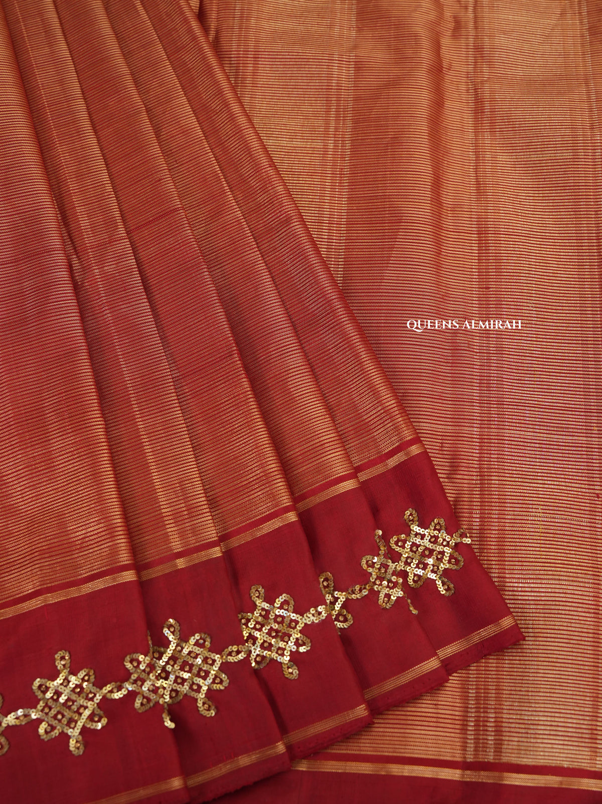 Dark Maroon Kolam Pure Kanchivaram Designer Silk Saree