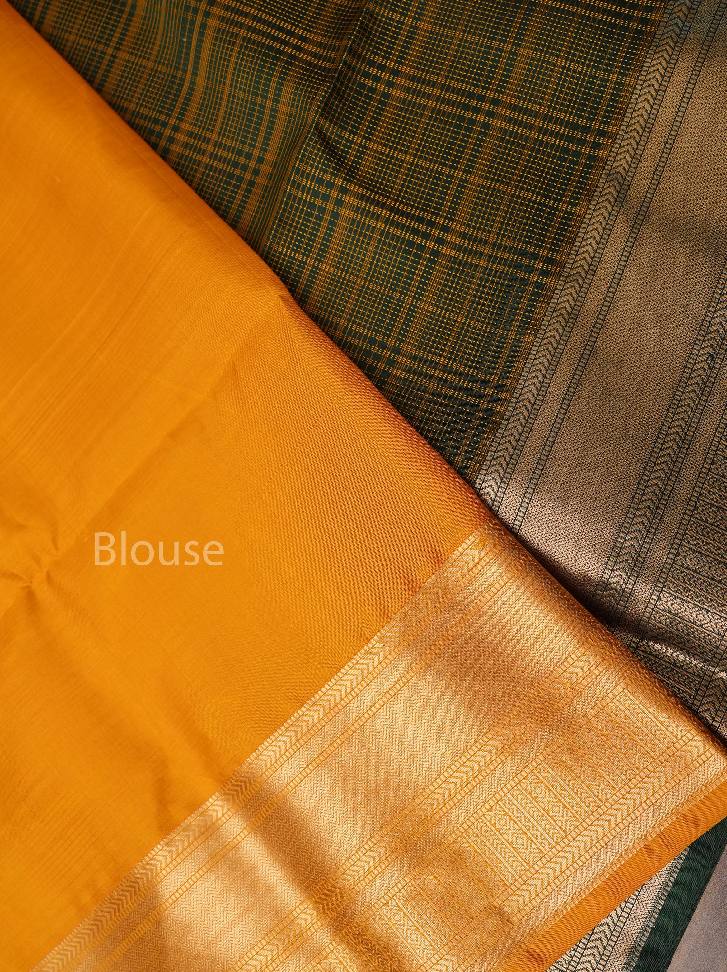 Dark Green With Yellow Pure Soft Silk Saree