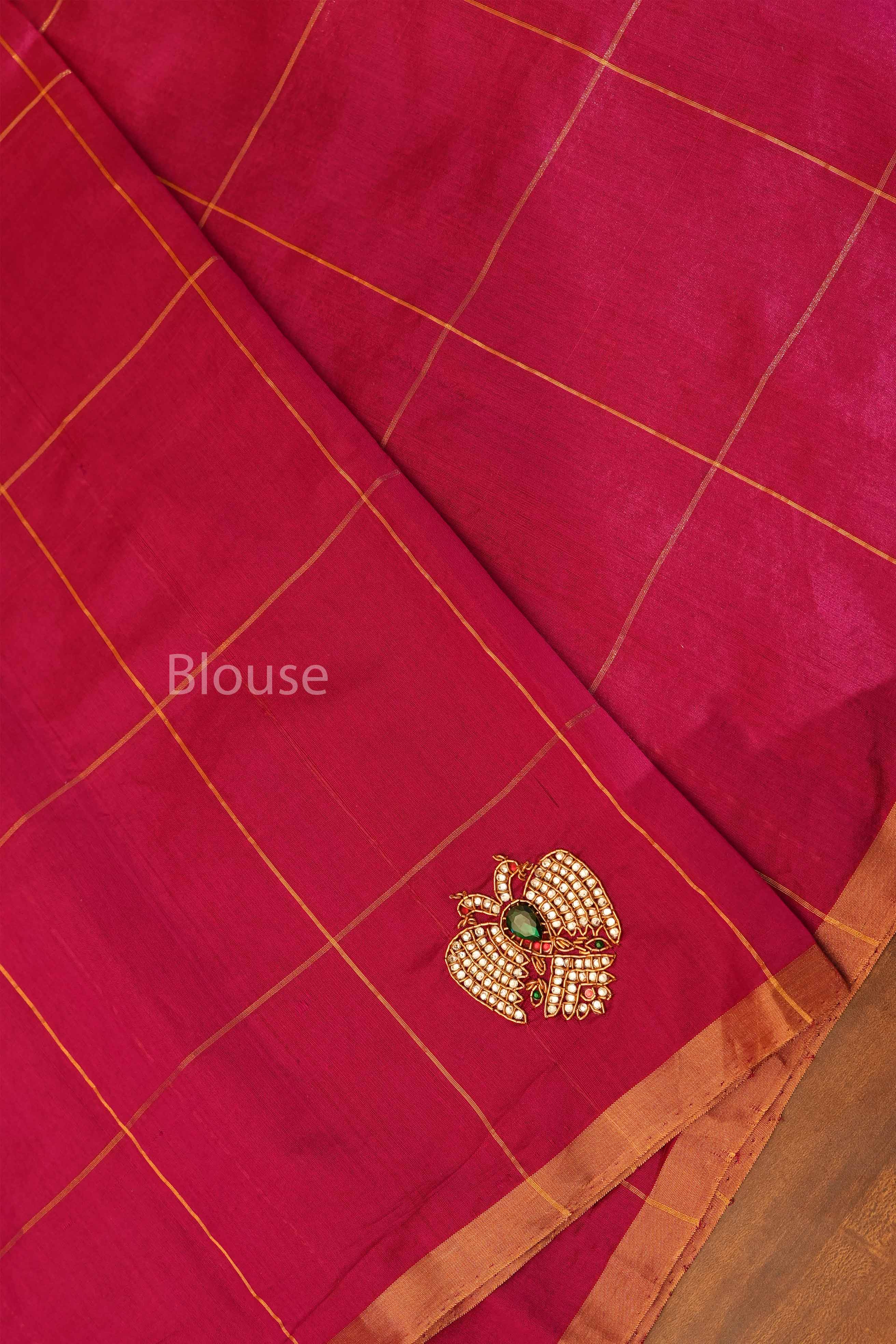 Magenta Pink Ganda Berunda Chanderi Silk Saree
